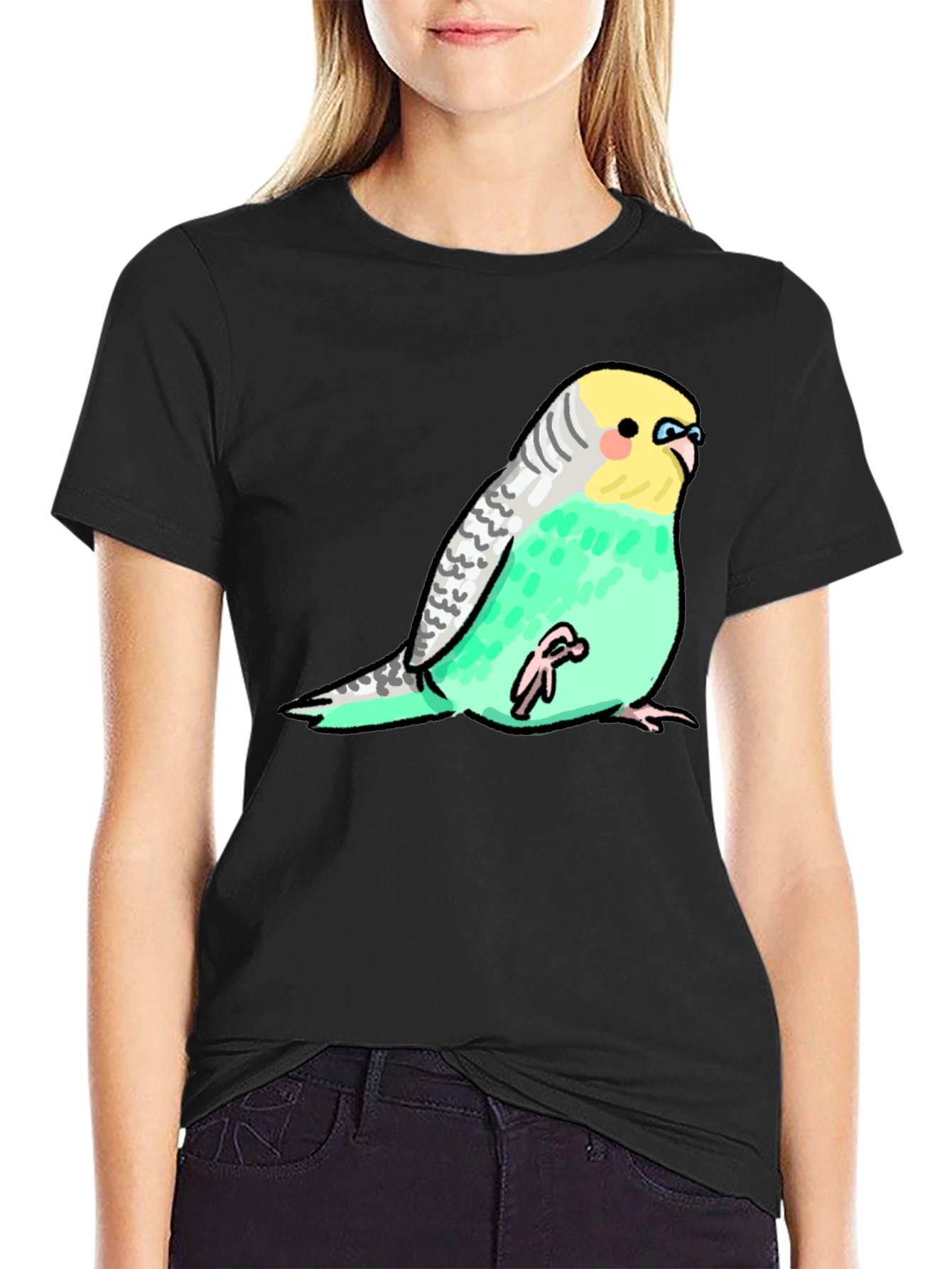 Black Budgie Bird Graphic Tee - Unique Unisex Design view 2