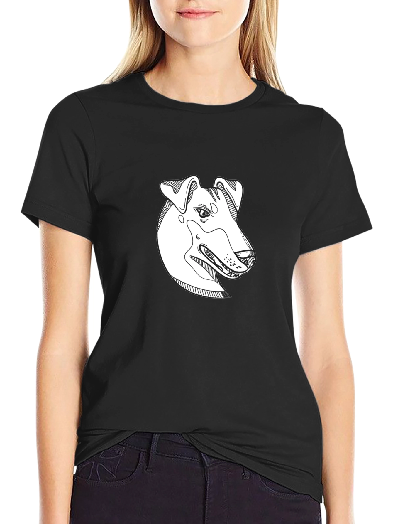 Dog Sketch Black T-Shirt - 2