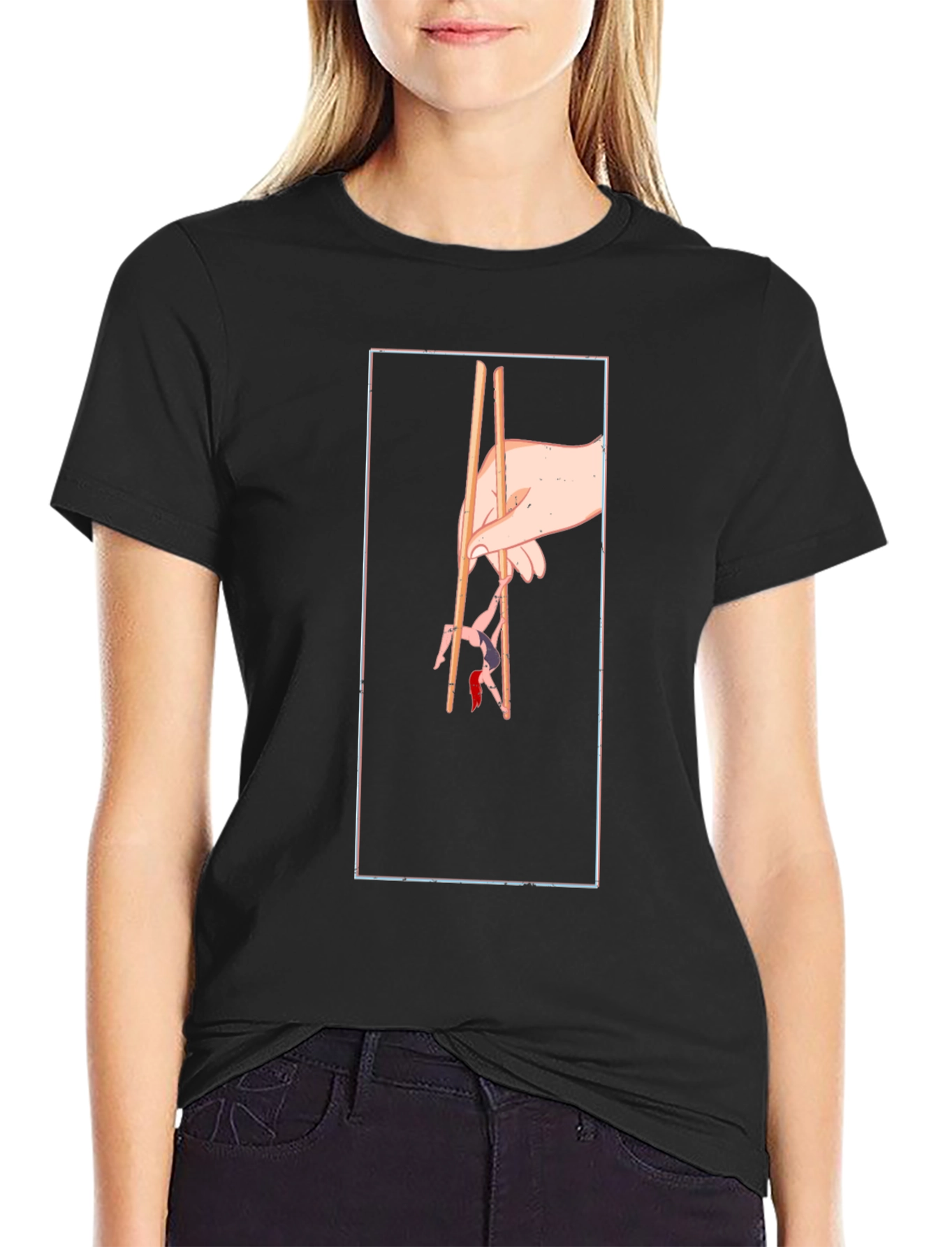 Black Chopstick Art Graphic Tee view 2