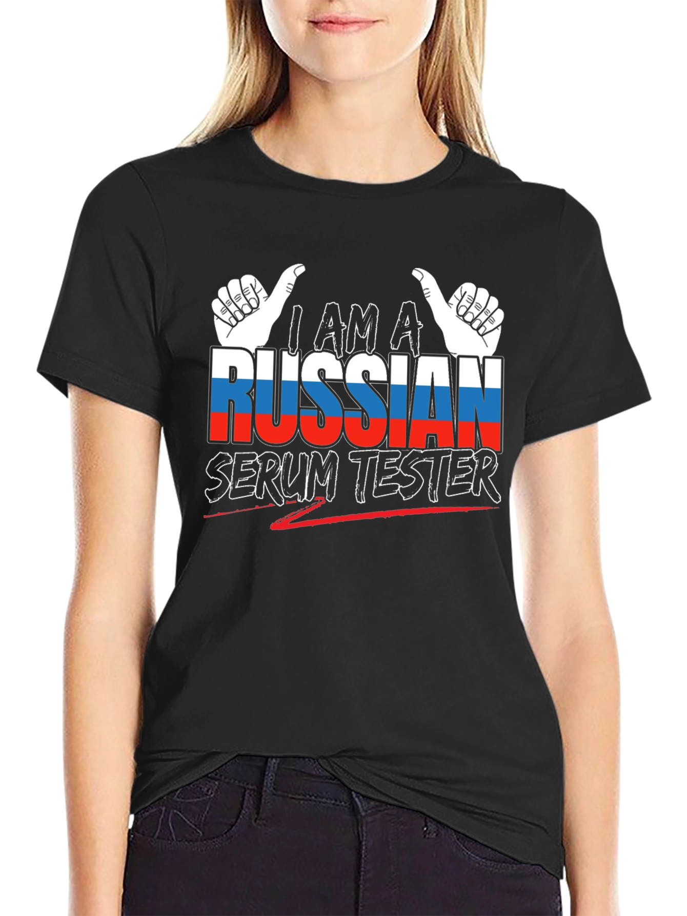 Black I am a Russian Serum Tester Black Graphic T-Shirt view 2