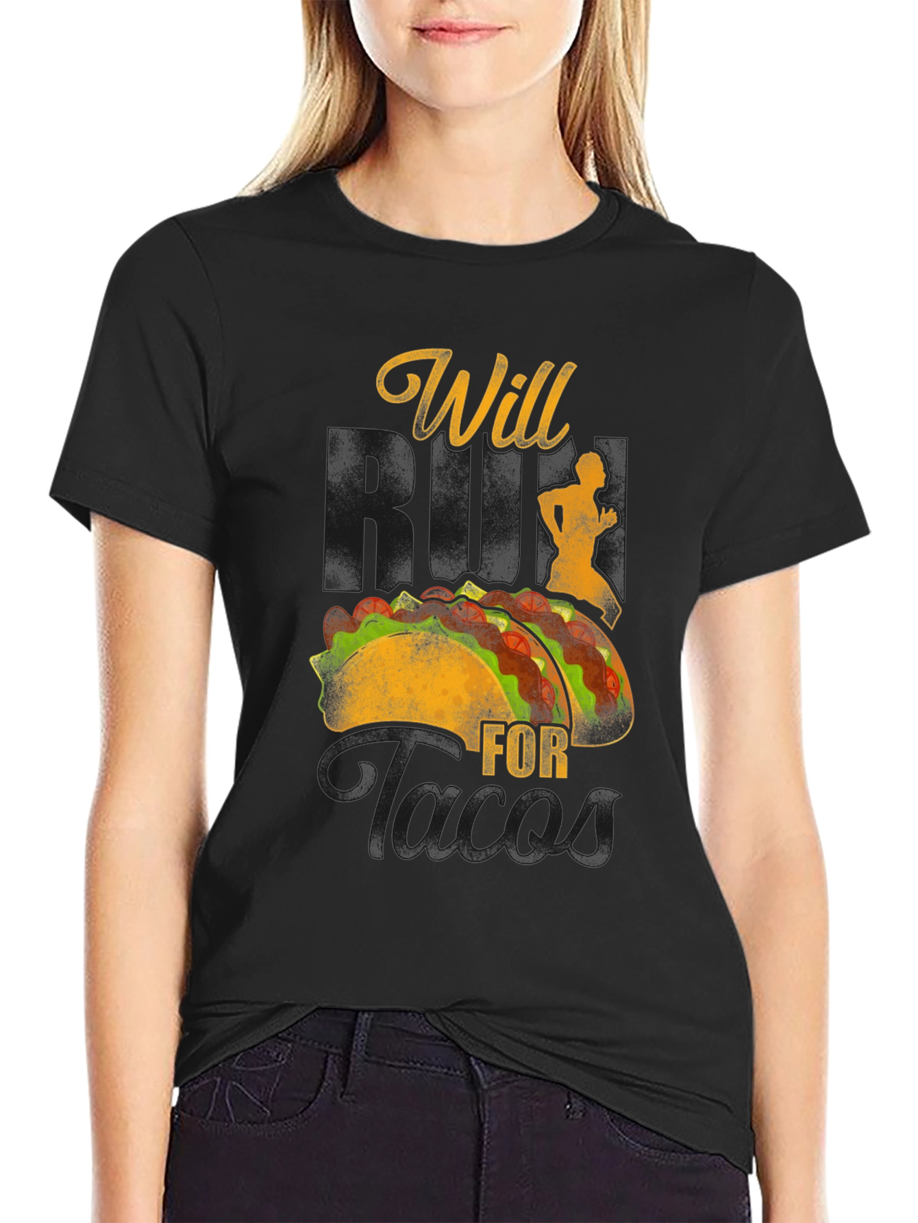 Black Will Run For Tacos Graphic Tee view 2