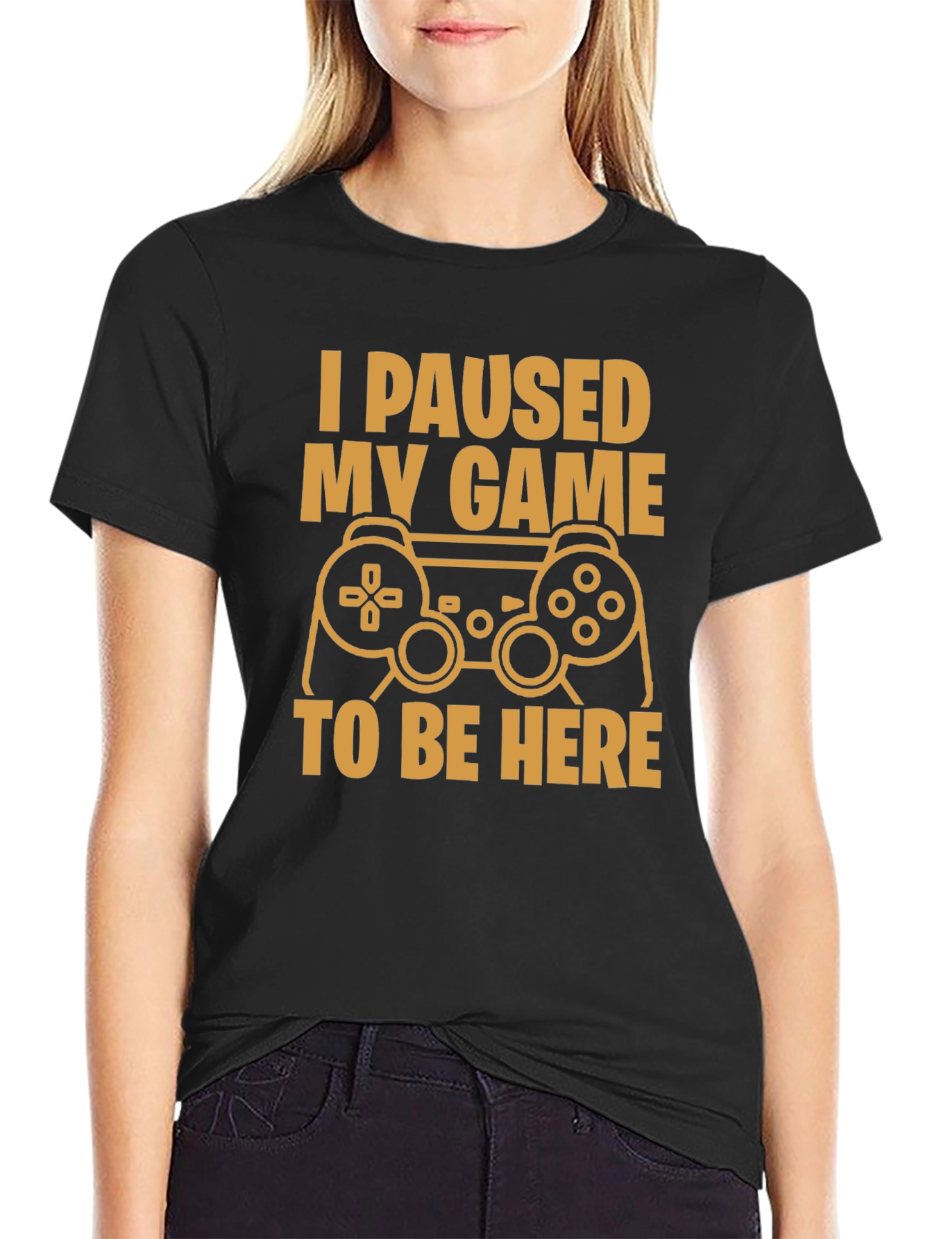 Black I Paused My Game Funny Gamer T-Shirt view 2