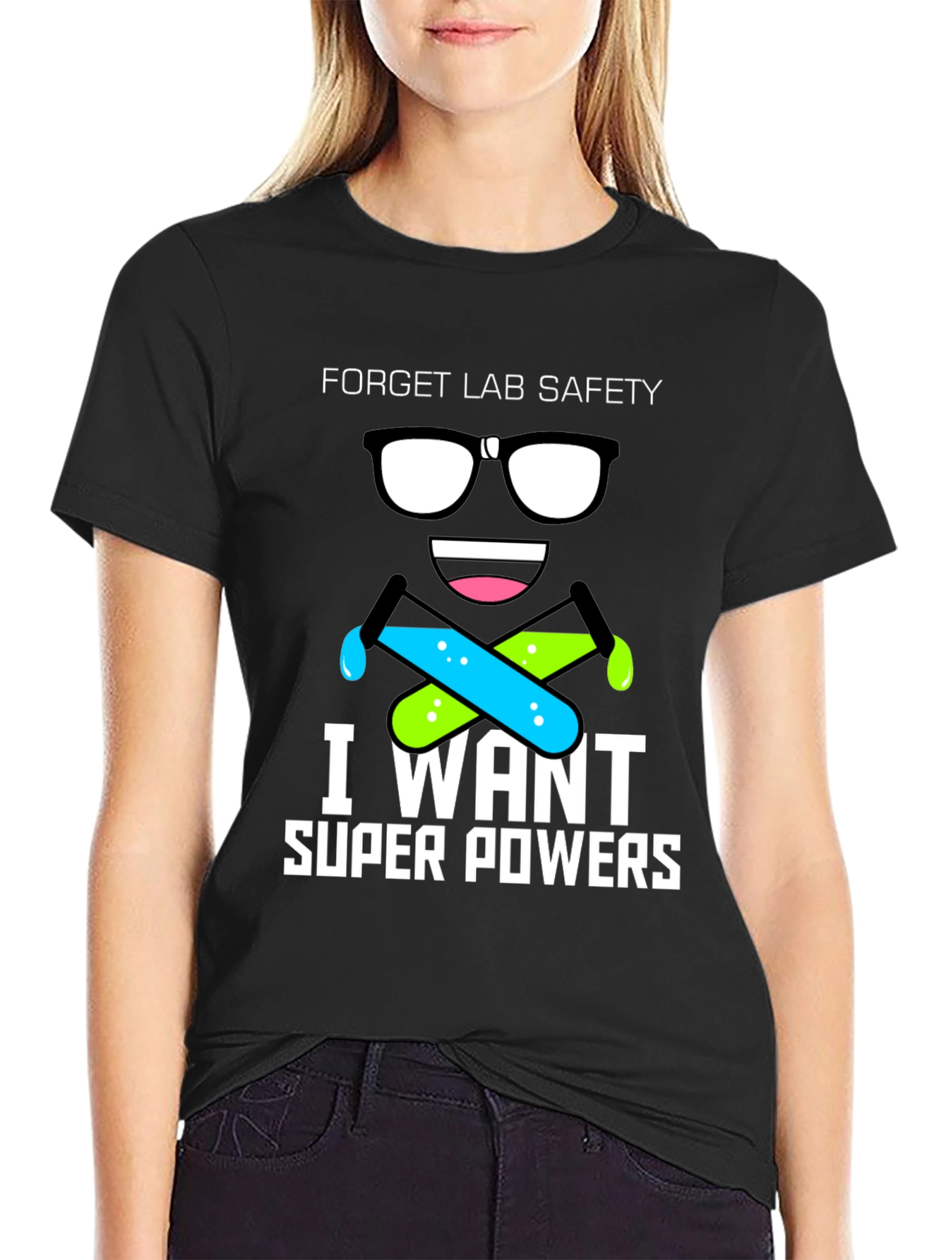 Black Forget Lab Safety T-Shirt - I Want Super Powers! view 2