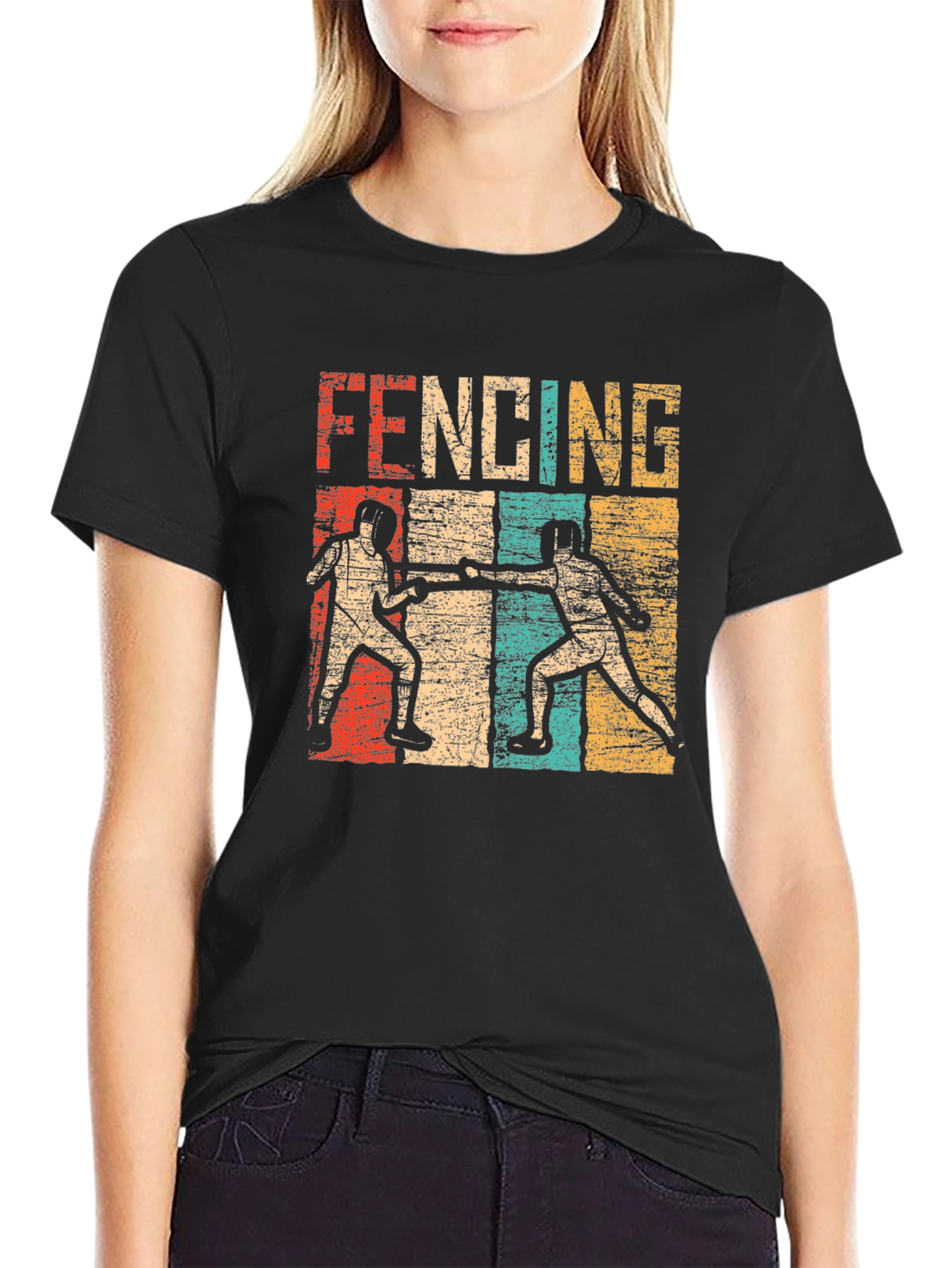 Black Vintage Fencing T-Shirt view 2