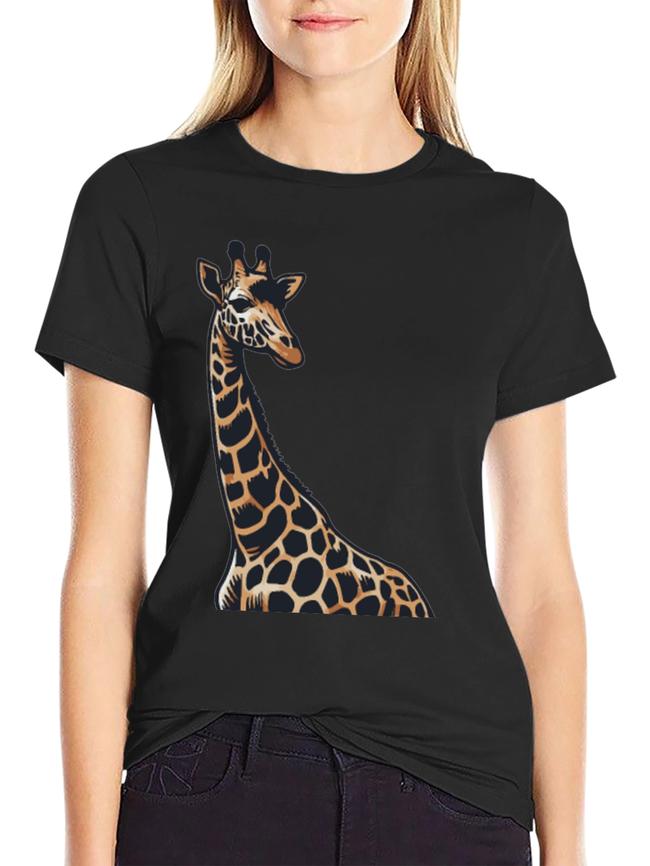 Black Giraffe Graphic Black T-Shirt view 2