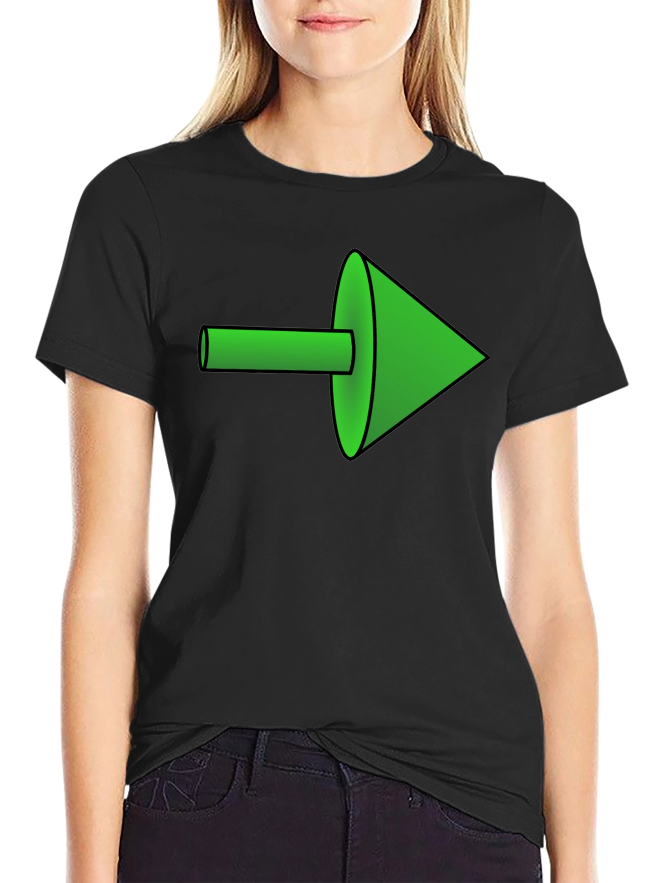 Black Green Arrow Graphic Black Tee view 2