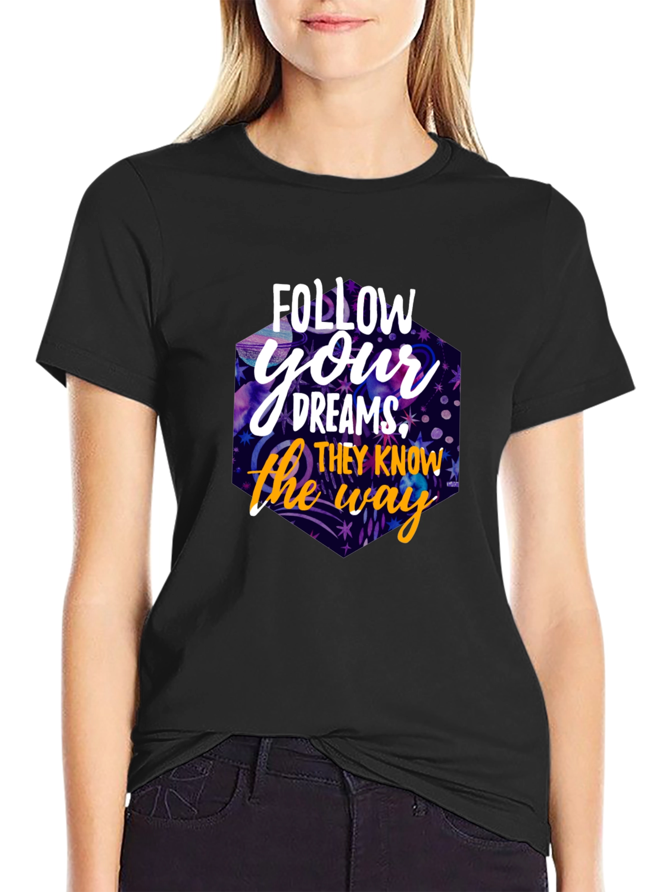 Black Follow Your Dreams Graphic T-Shirt view 2