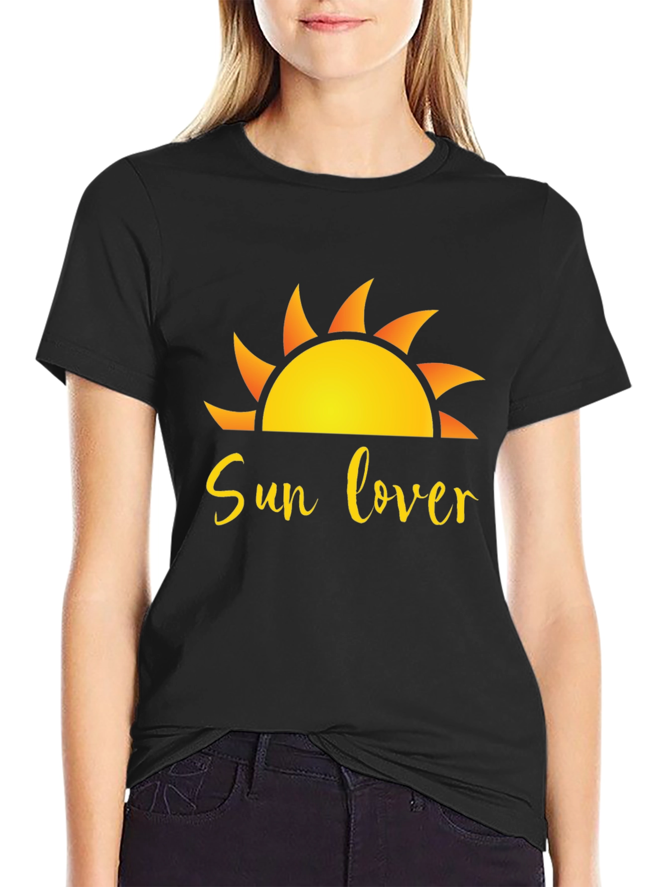 Black Sun Lover Graphic Black T-Shirt view 2