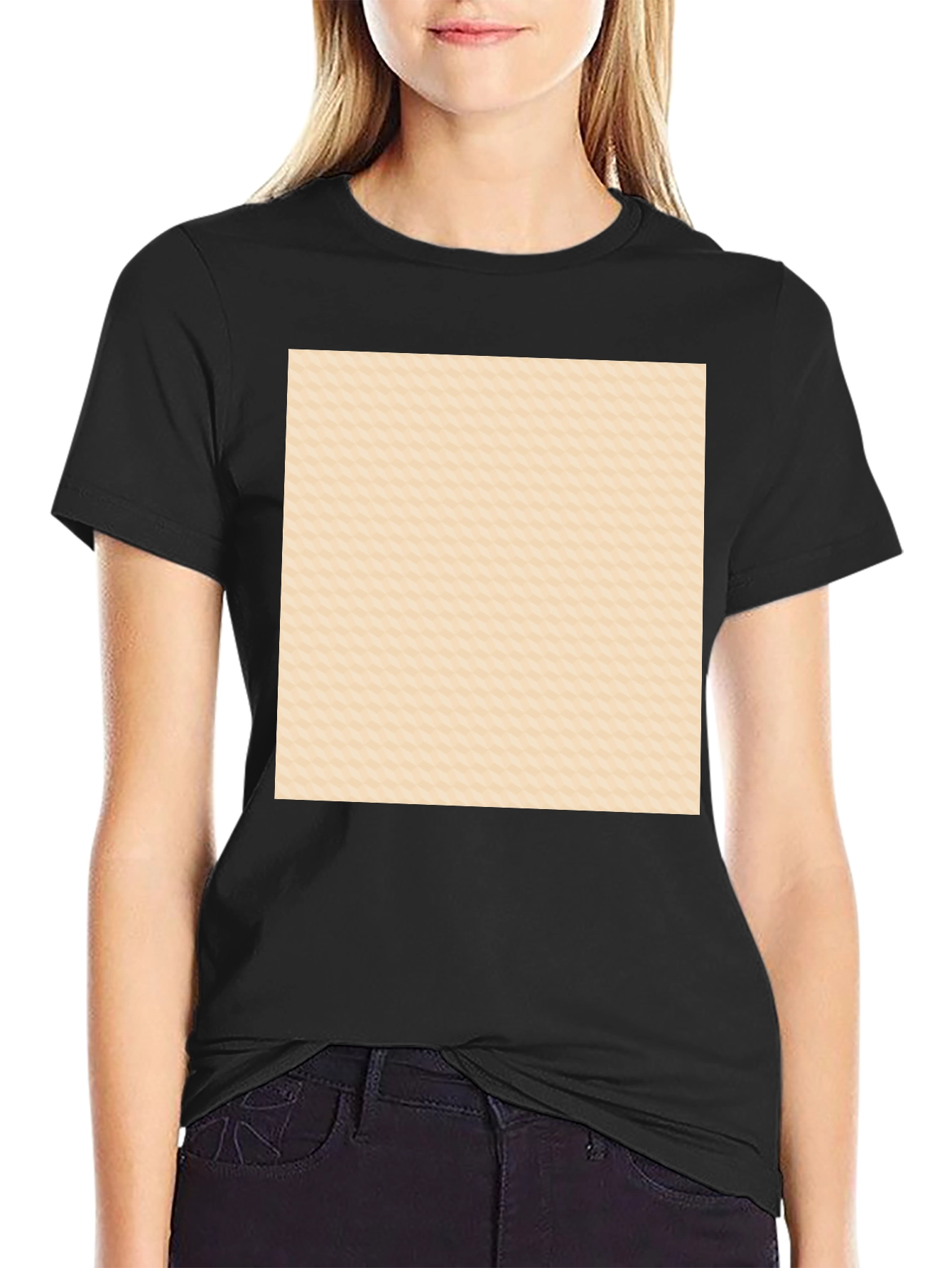 Black Men's Black Crew Neck Tee with Abstract Pattern view 2