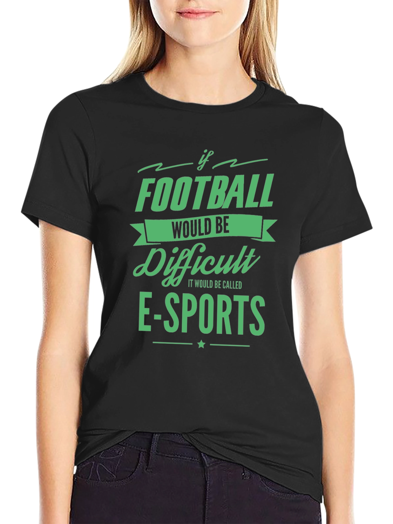 Black Football vs Esports Black Graphic Tee view 2