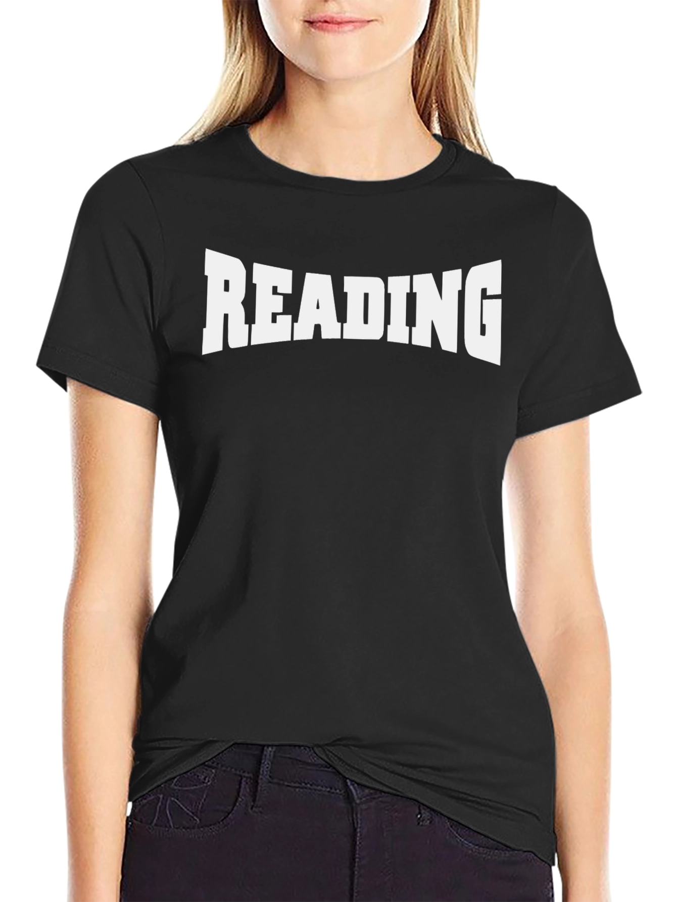 Black READING Graphic Tee - Black Cotton T-Shirt view 2