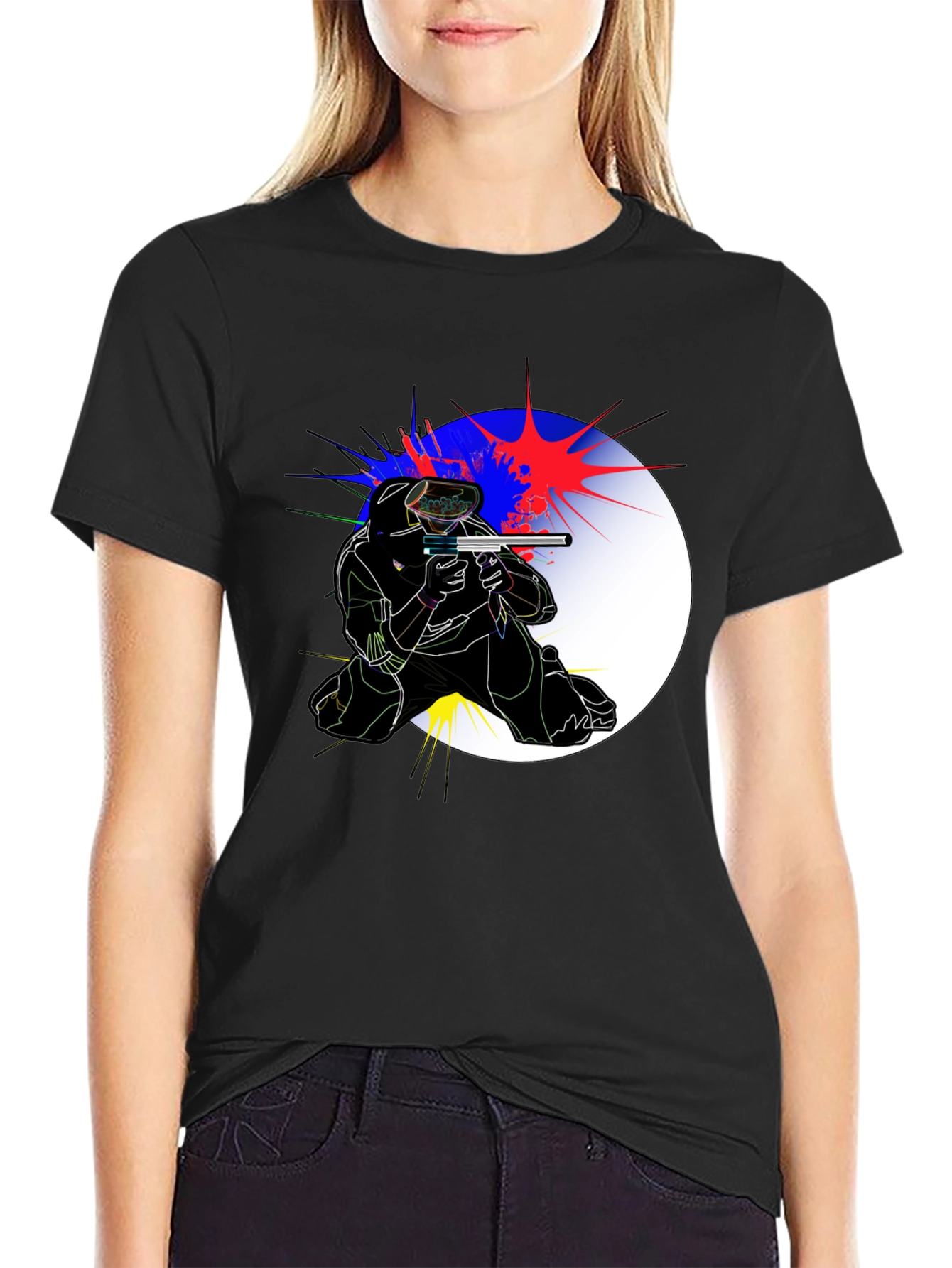 Black Paintball Player Graphic Tee - Action Ready! view 2