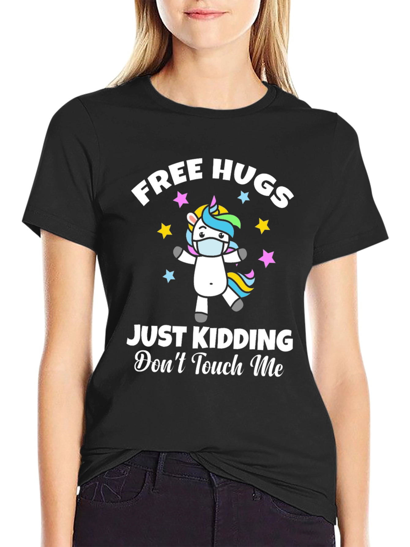Black Free Hugs - Just Kidding T-Shirt view 2
