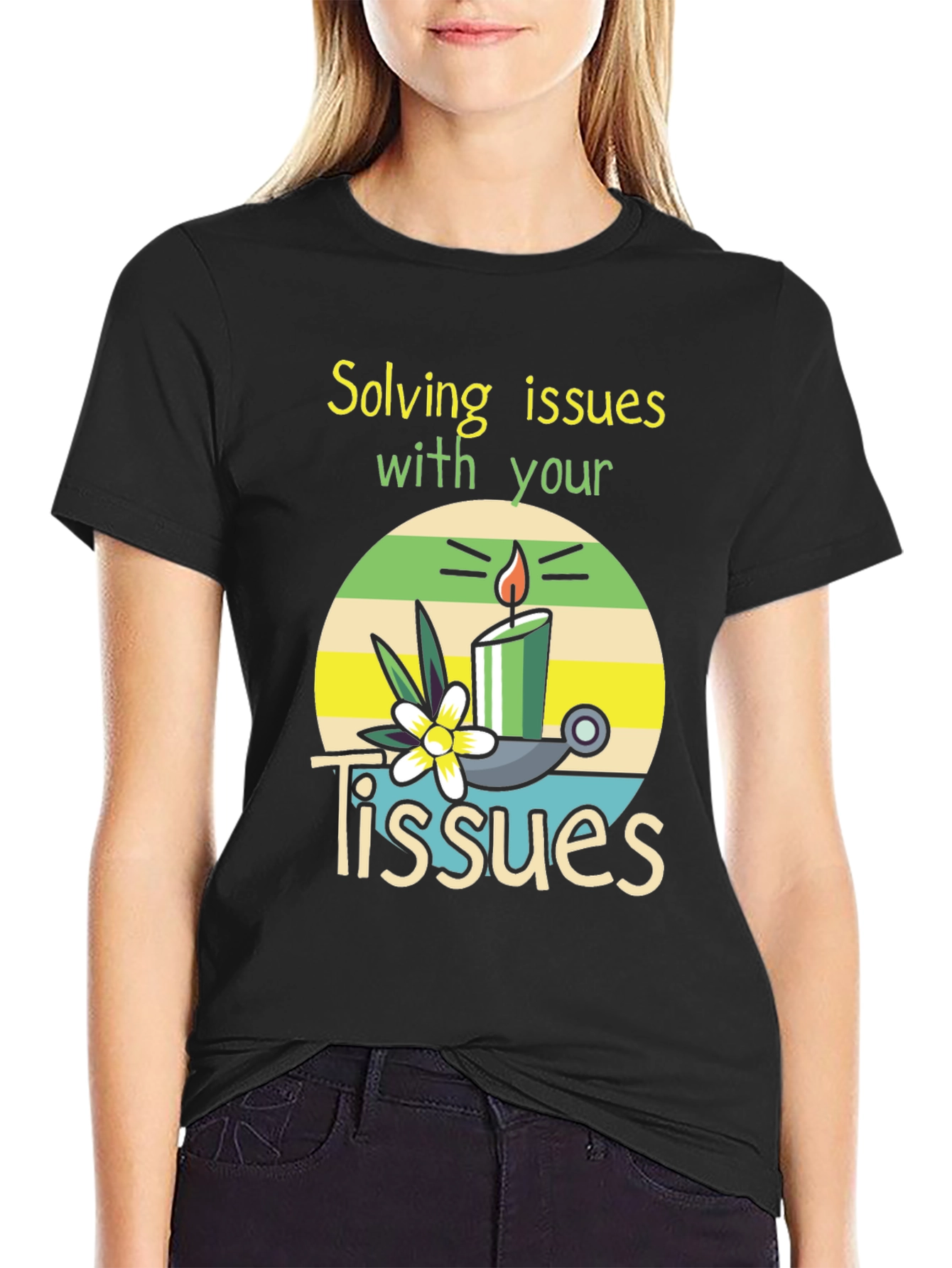 Black Solving Issues with Tissues T-Shirt view 2
