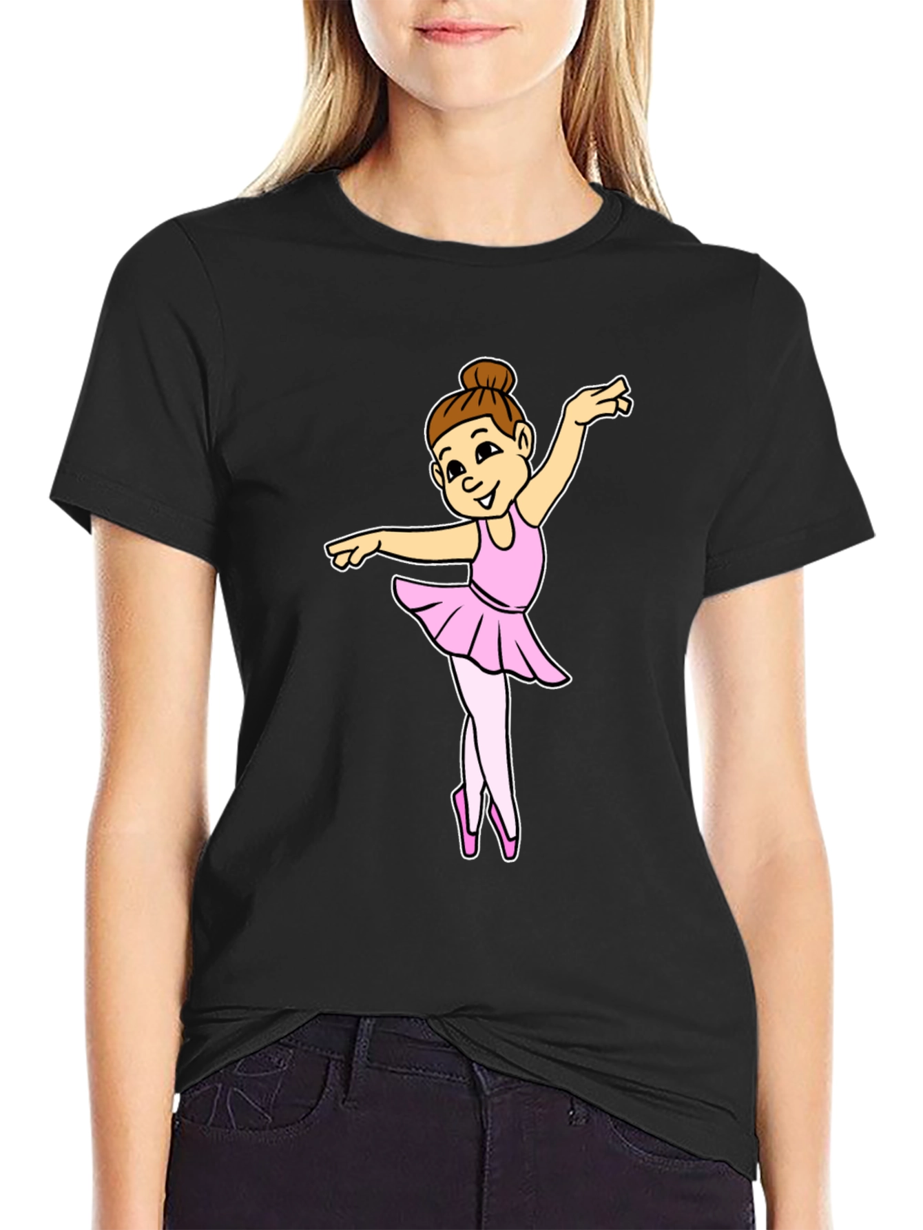 Black Ballerina Girl Black T-Shirt view 2