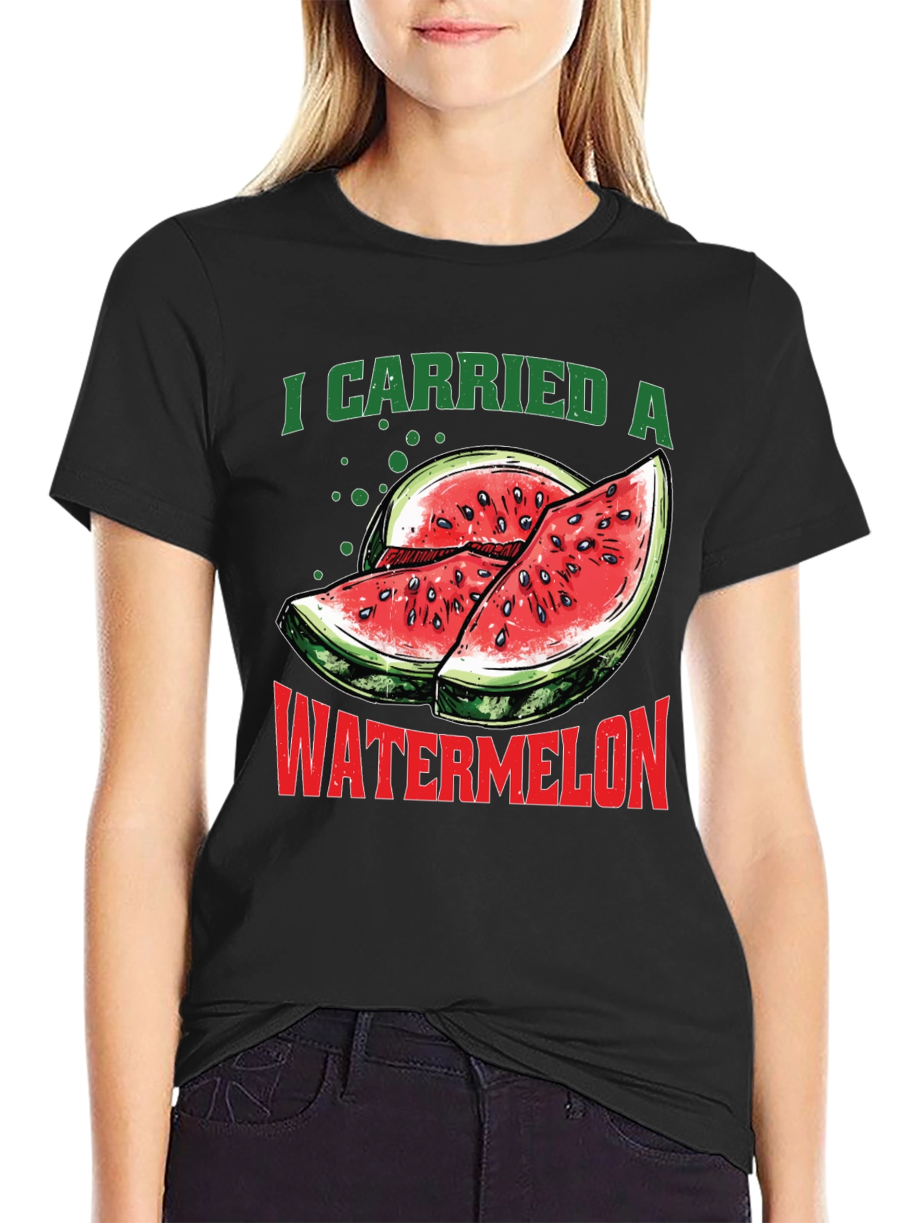 Black I Carried A Watermelon Graphic T-Shirt view 2