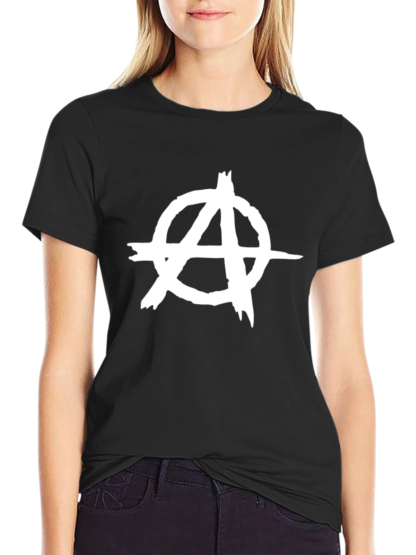 Black Anarchy Symbol T-Shirt - Bold Graphic Tee view 2