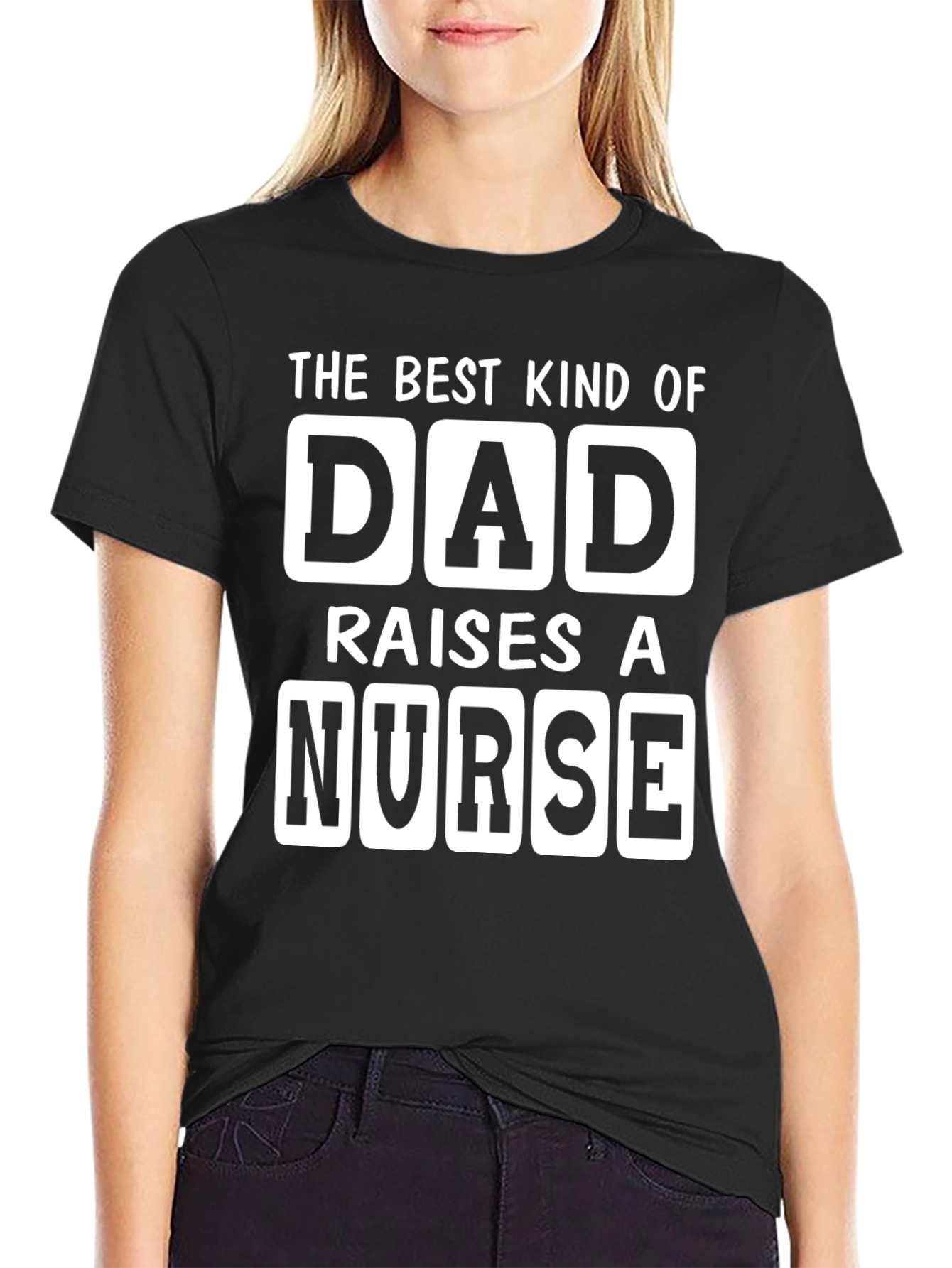 Black Best Dad Raises A Nurse T-Shirt view 2