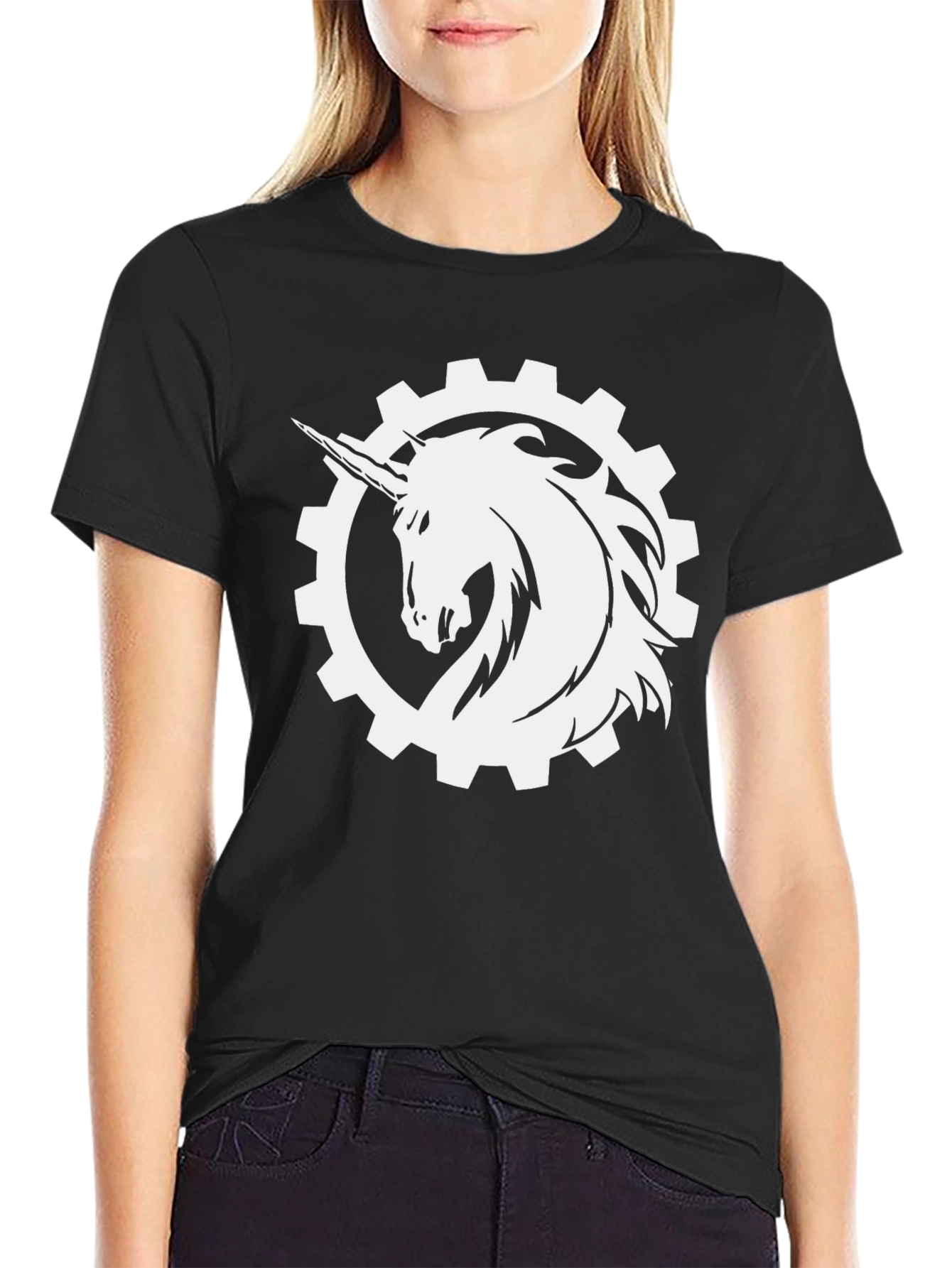 Black Unicorn Gear Graphic Tee - Black Cotton Casual Shirt view 2