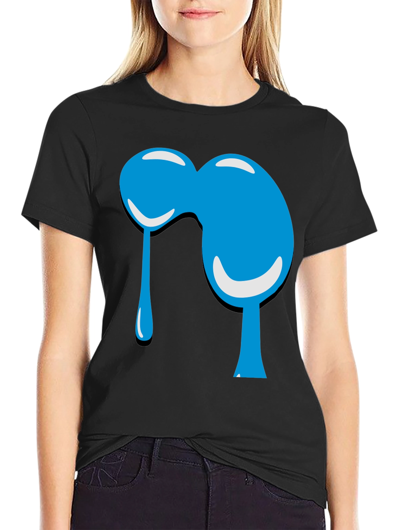 Black Blue Blob Graphic Black T-Shirt view 2
