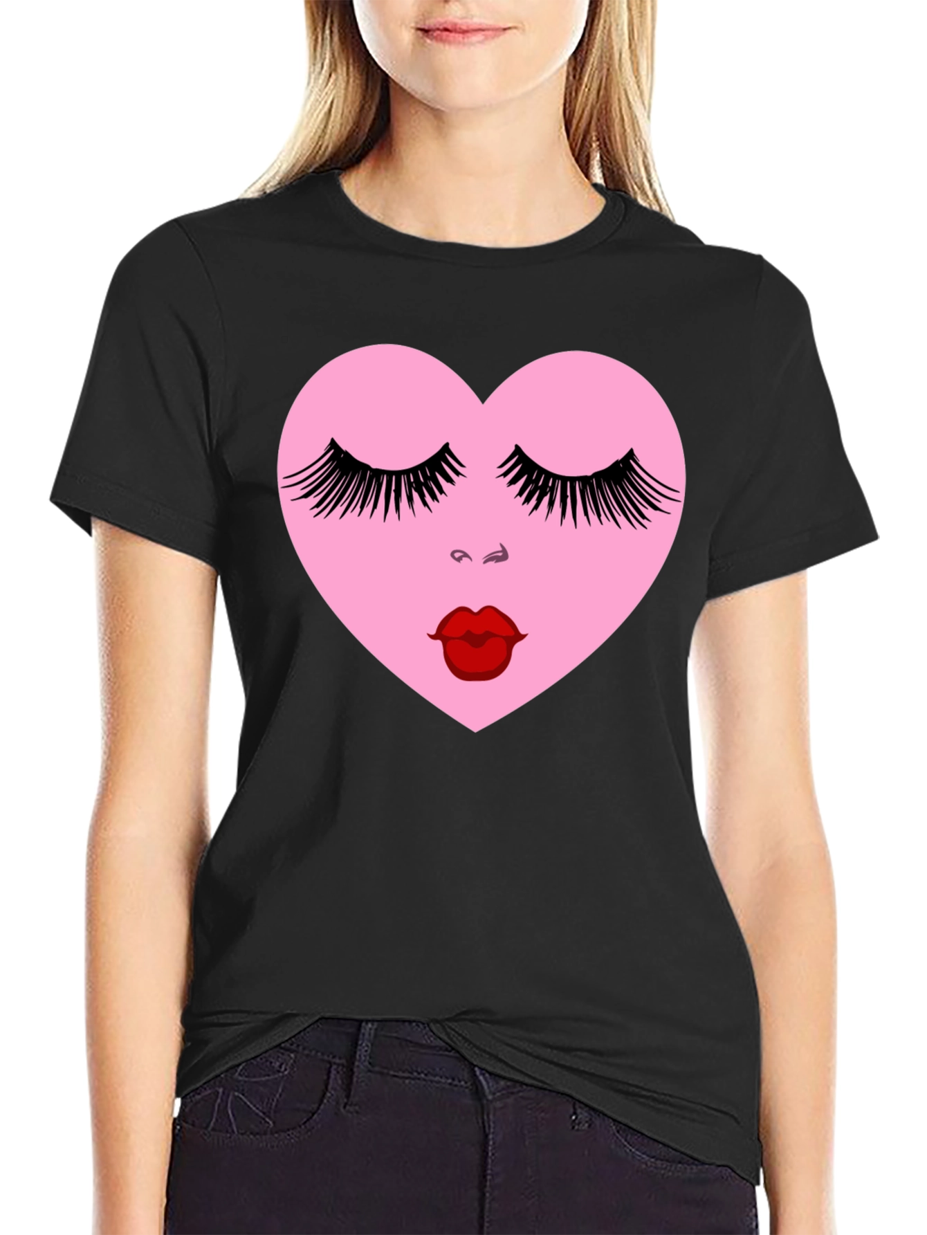 Black Heart Face Graphic Tee view 2
