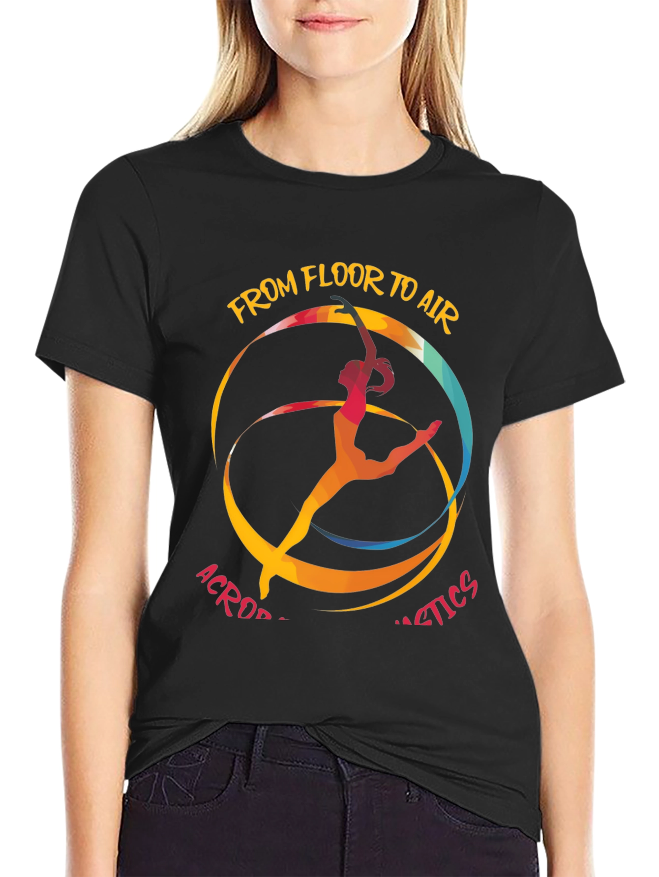 Black Acrobatics T-Shirt: From Floor to Air Graphic Tee view 2