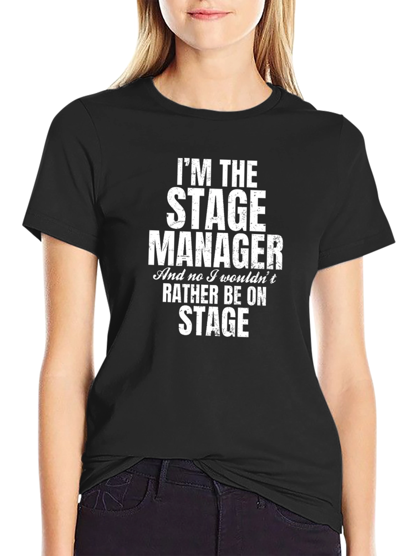 Black Stage Manager T-Shirt - Funny Crew Appreciation Tee view 2