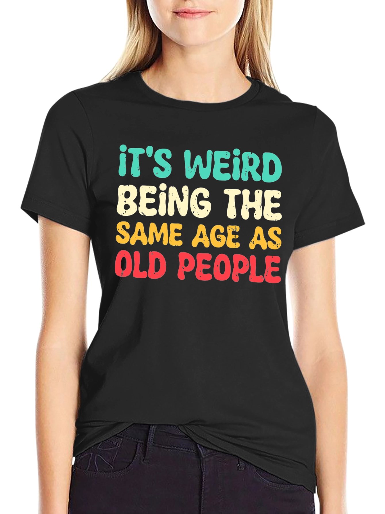 Black Funny "Old People" Graphic Tee - Black view 2
