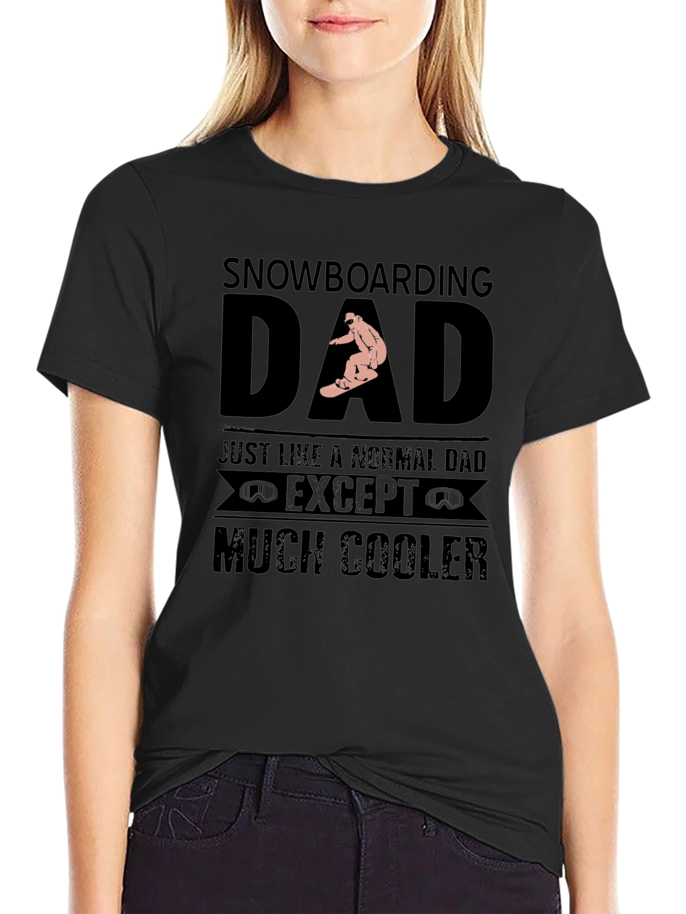 Black Snowboarding Dad T-Shirt - Much Cooler Dad Gift view 2