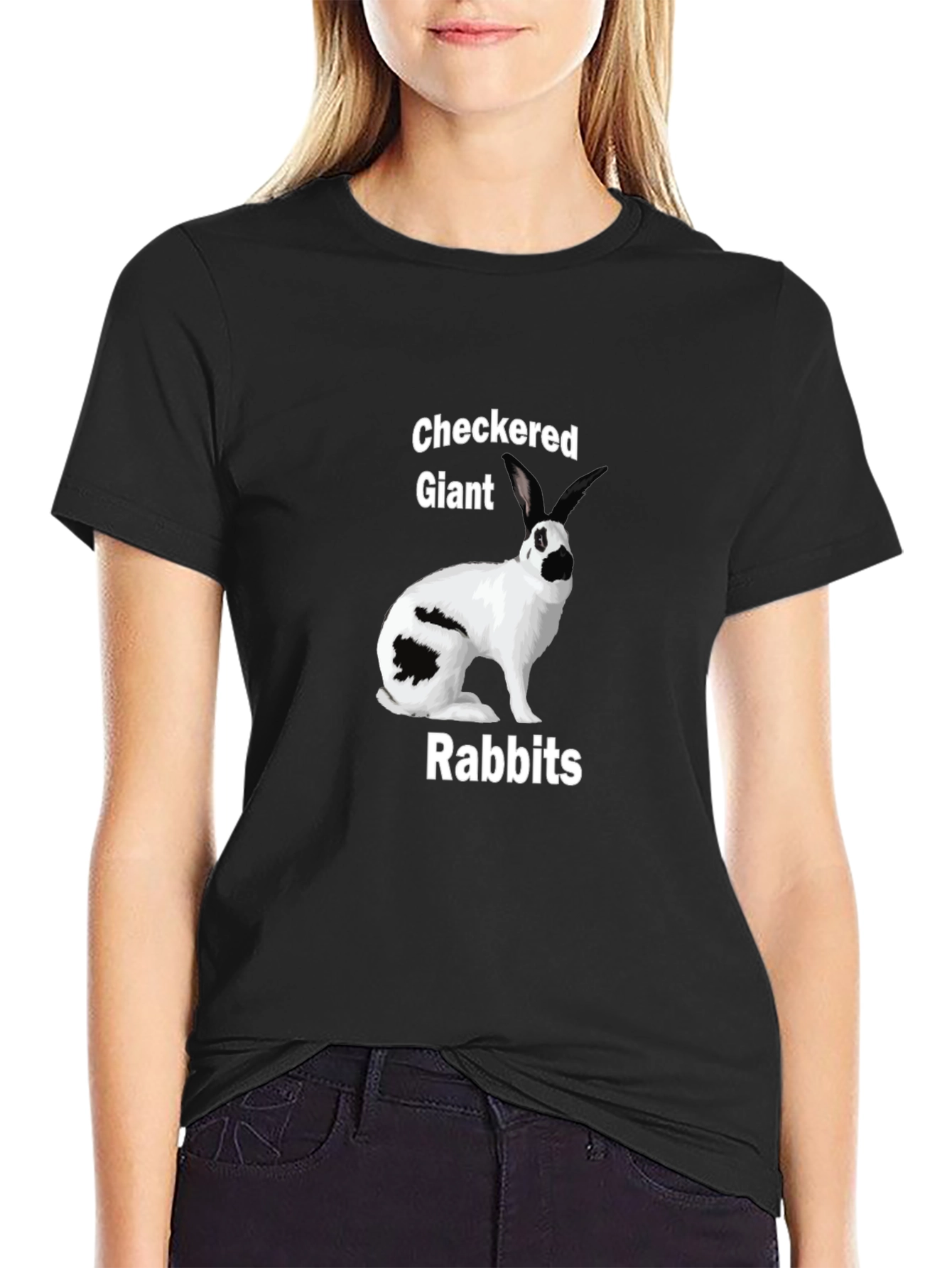 Black Checkered Giant Rabbit T-Shirt view 2