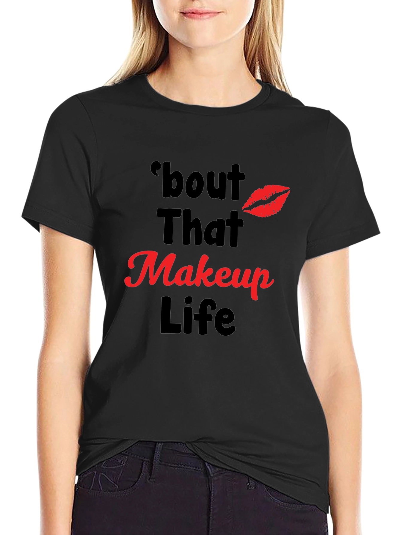Black Makeup Life Graphic Tee - 'bout That Life T-Shirt view 2