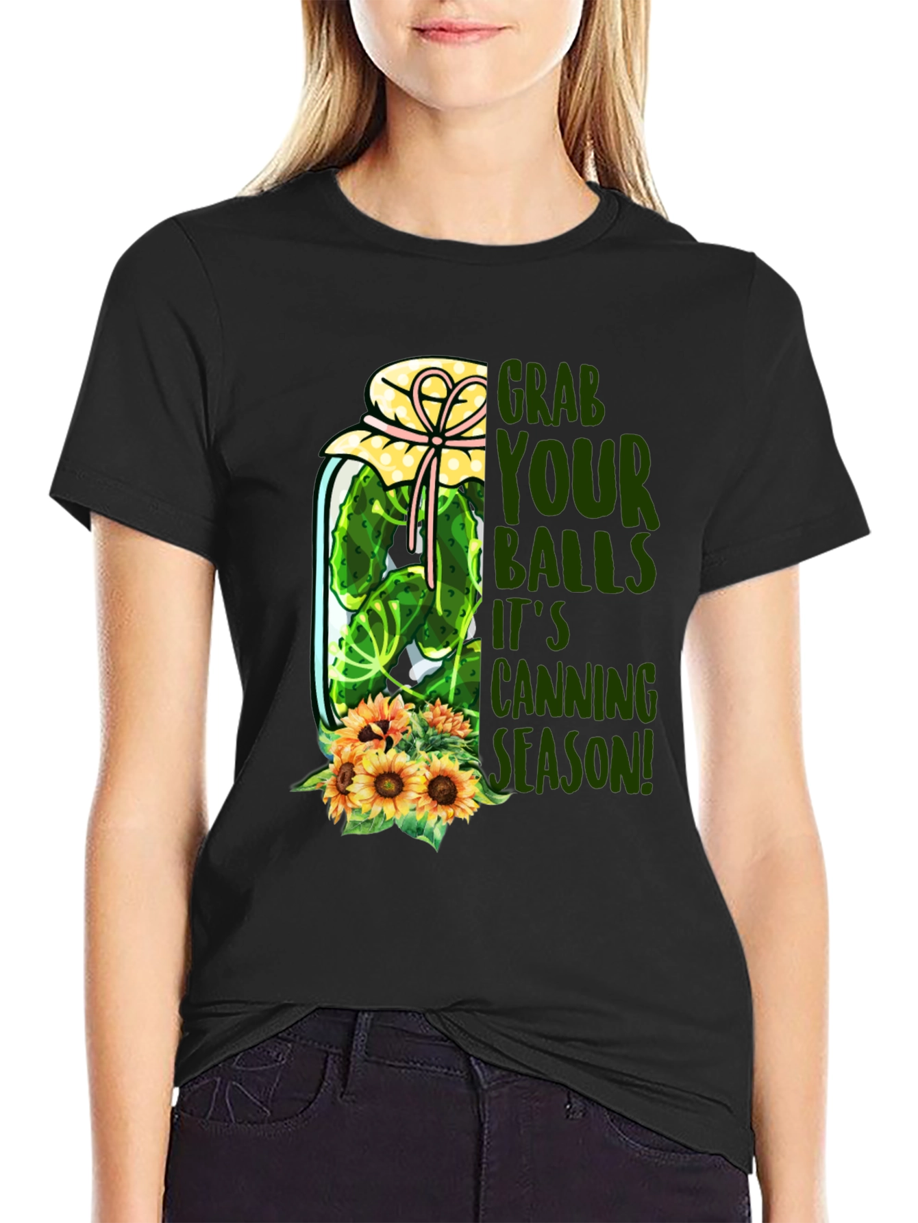 Black Grab Your Balls Canning Season Novelty T-Shirt view 2