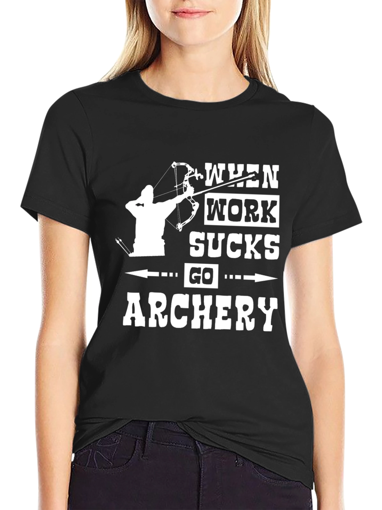 Black Archery T-Shirt - When Work Sucks, Go Archery! view 2