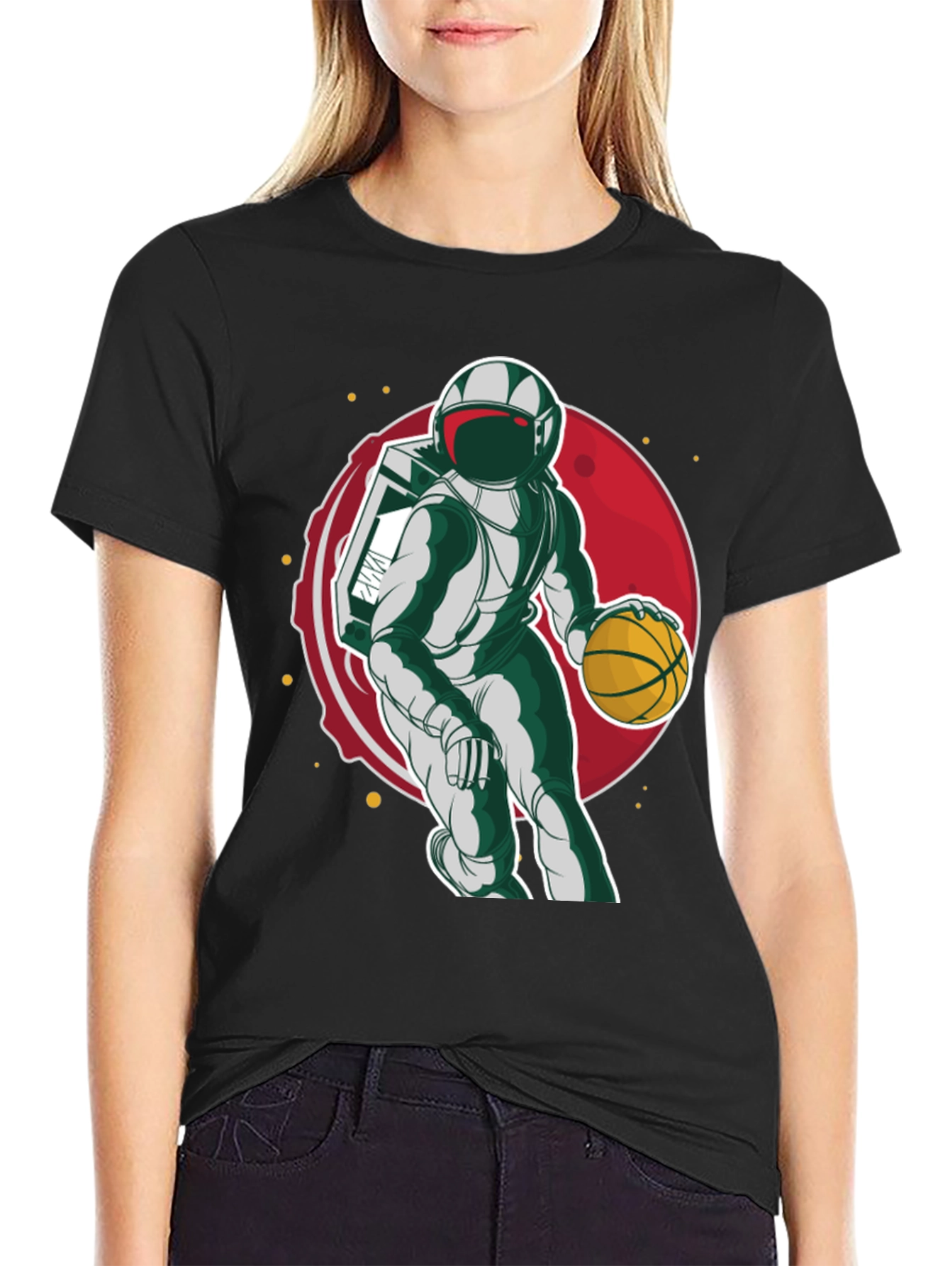 Black Astronaut Basketball T-Shirt view 2
