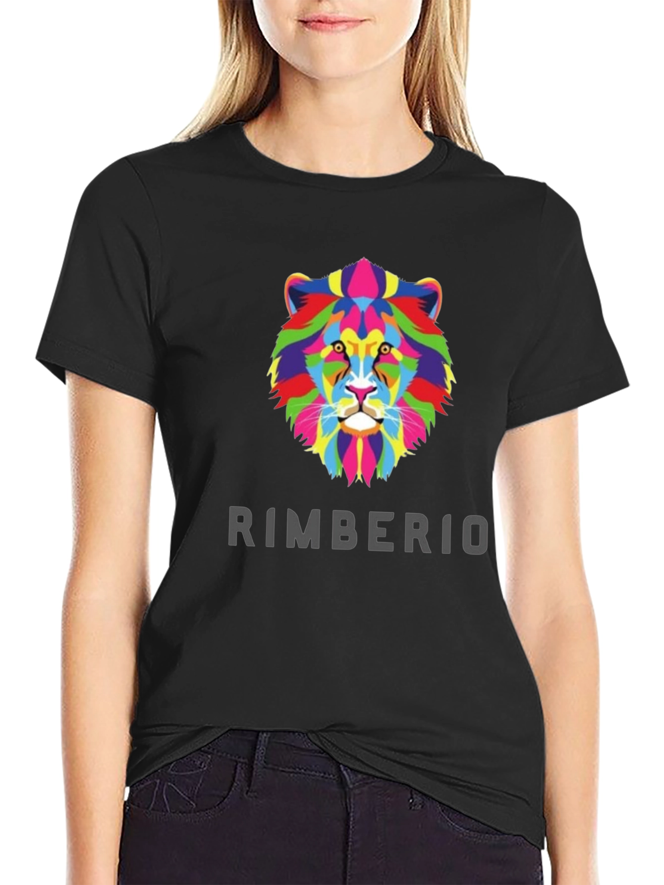 Black Rimberio Lion Graphic T-Shirt - Vivid Colors, Bold Style view 2