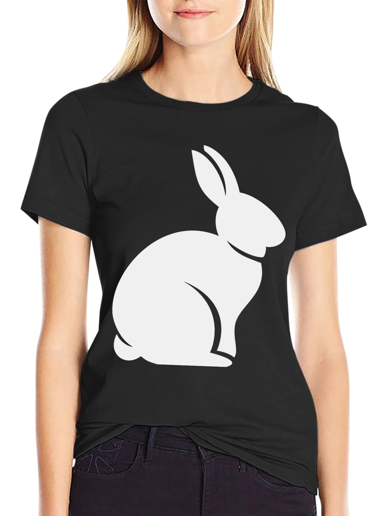 Black Rabbit Graphic Tee - Black Casual T-Shirt view 2