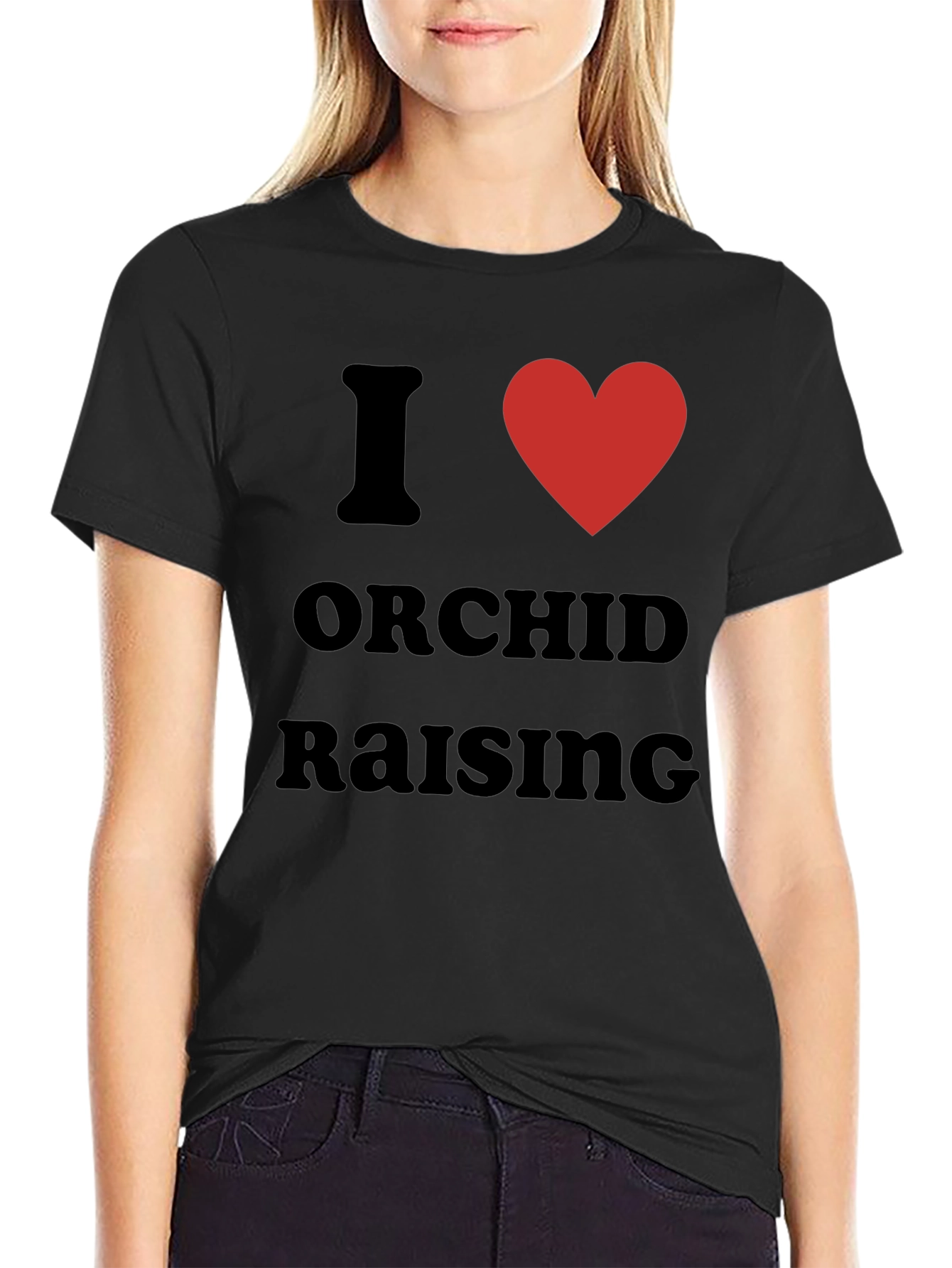 Black I Love Orchid Raising T-Shirt, Gardener Gift view 2