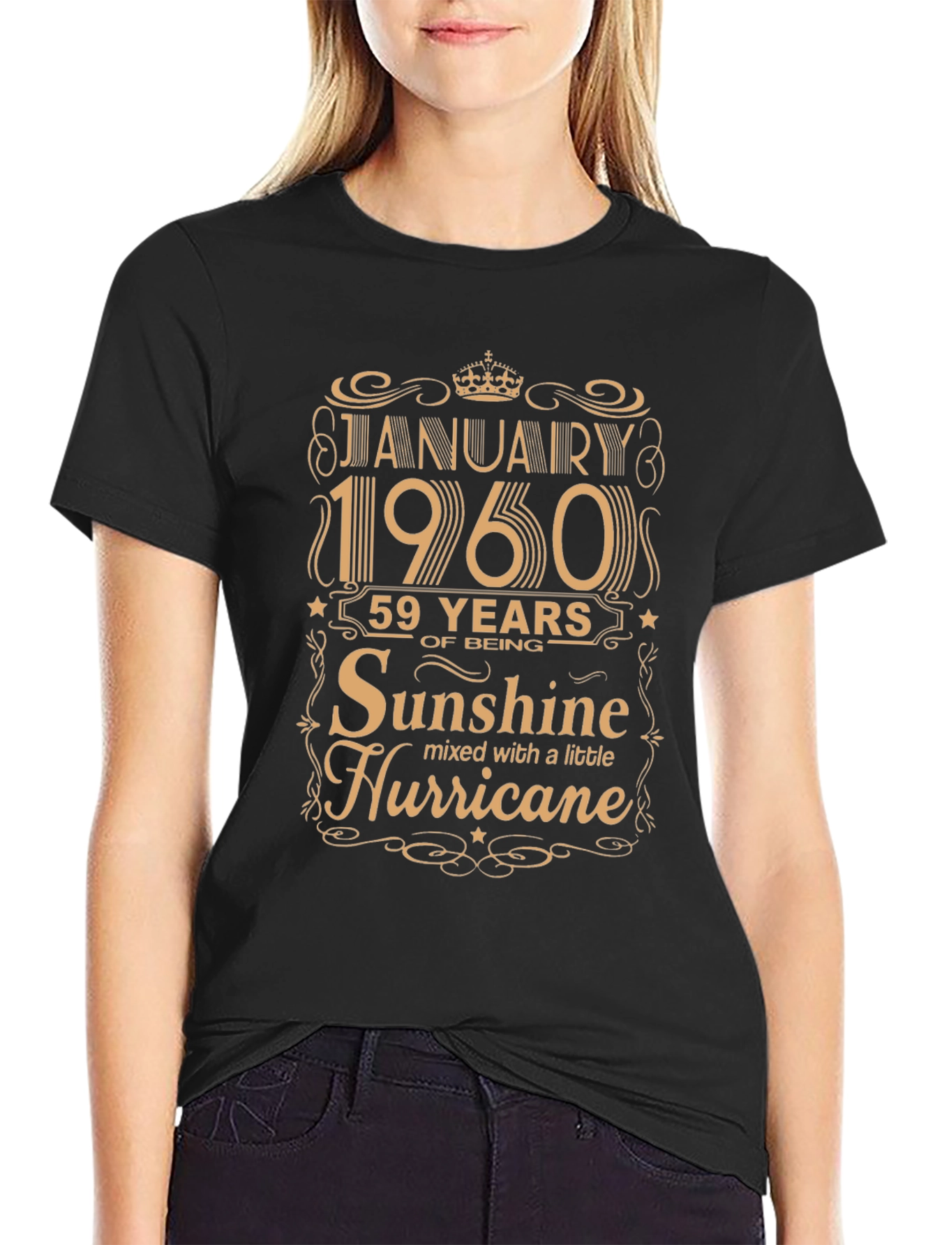 Black January 1960 59 Years Sunshine Hurricane T-Shirt view 2