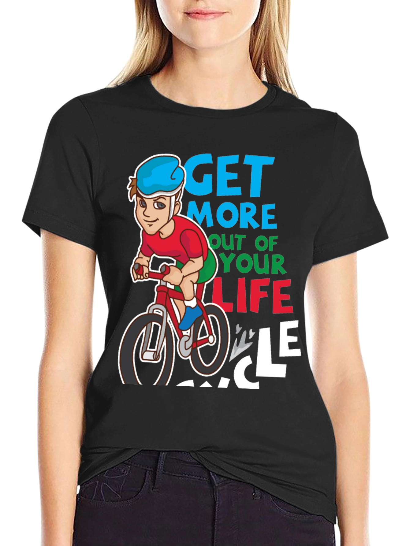 Black Get More Out of Your Life Cycle T-Shirt view 2
