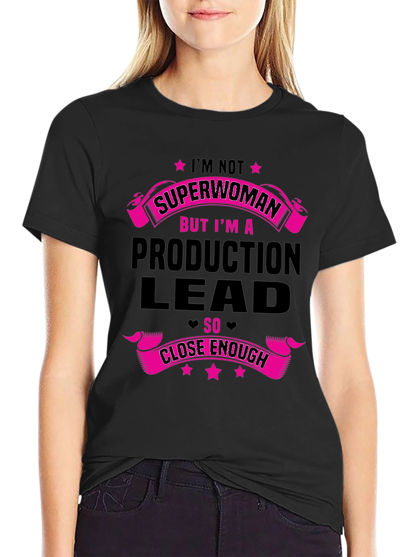 Black Production Lead Superwoman Funny T-Shirt view 2