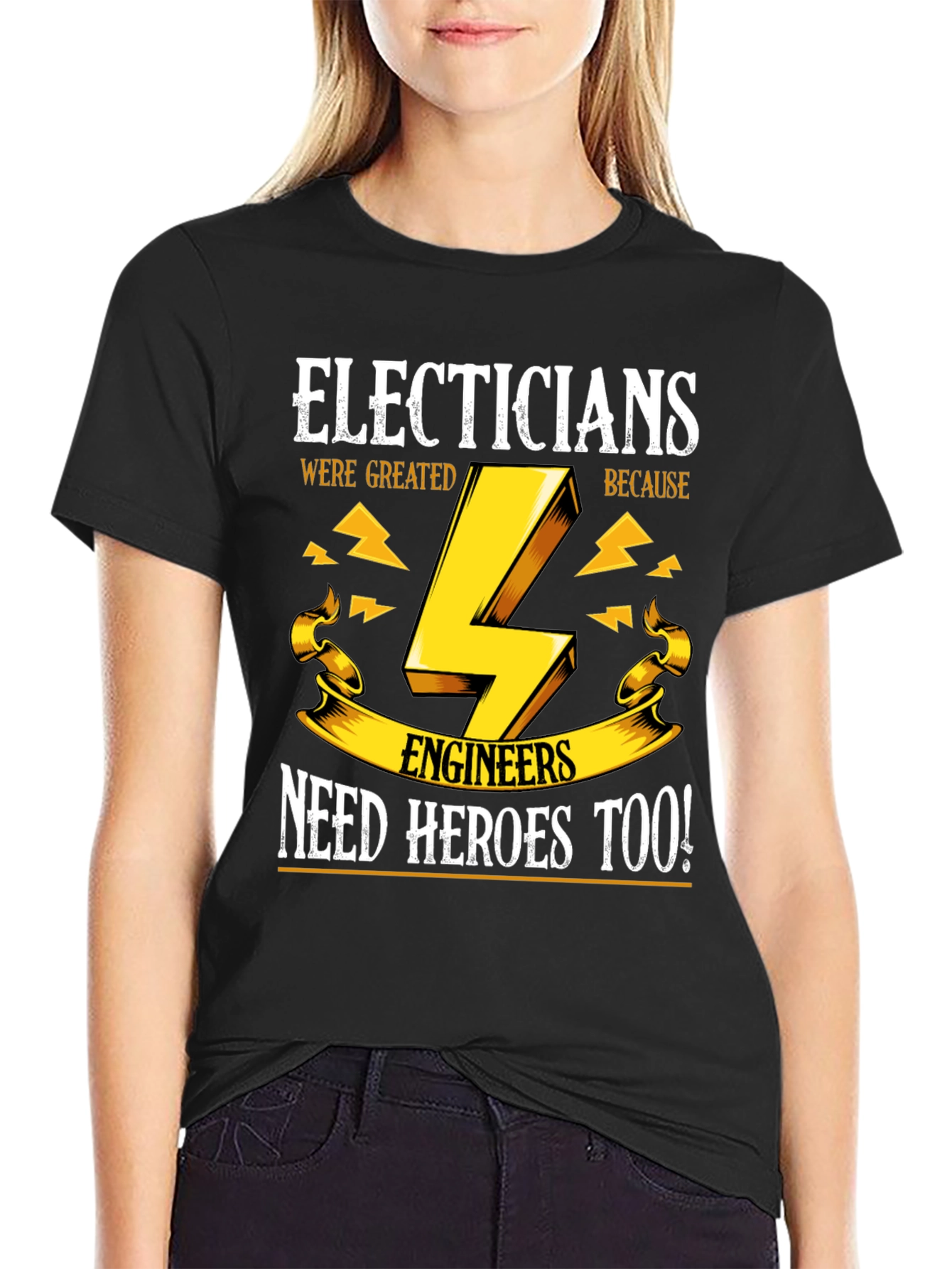 Black Electricians Need Heroes Too T-Shirt view 2