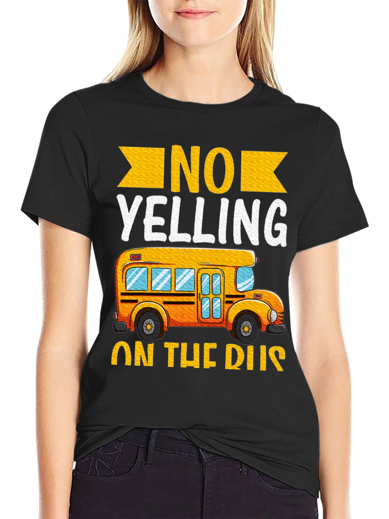 Black No Yelling on the Bus T-Shirt view 2