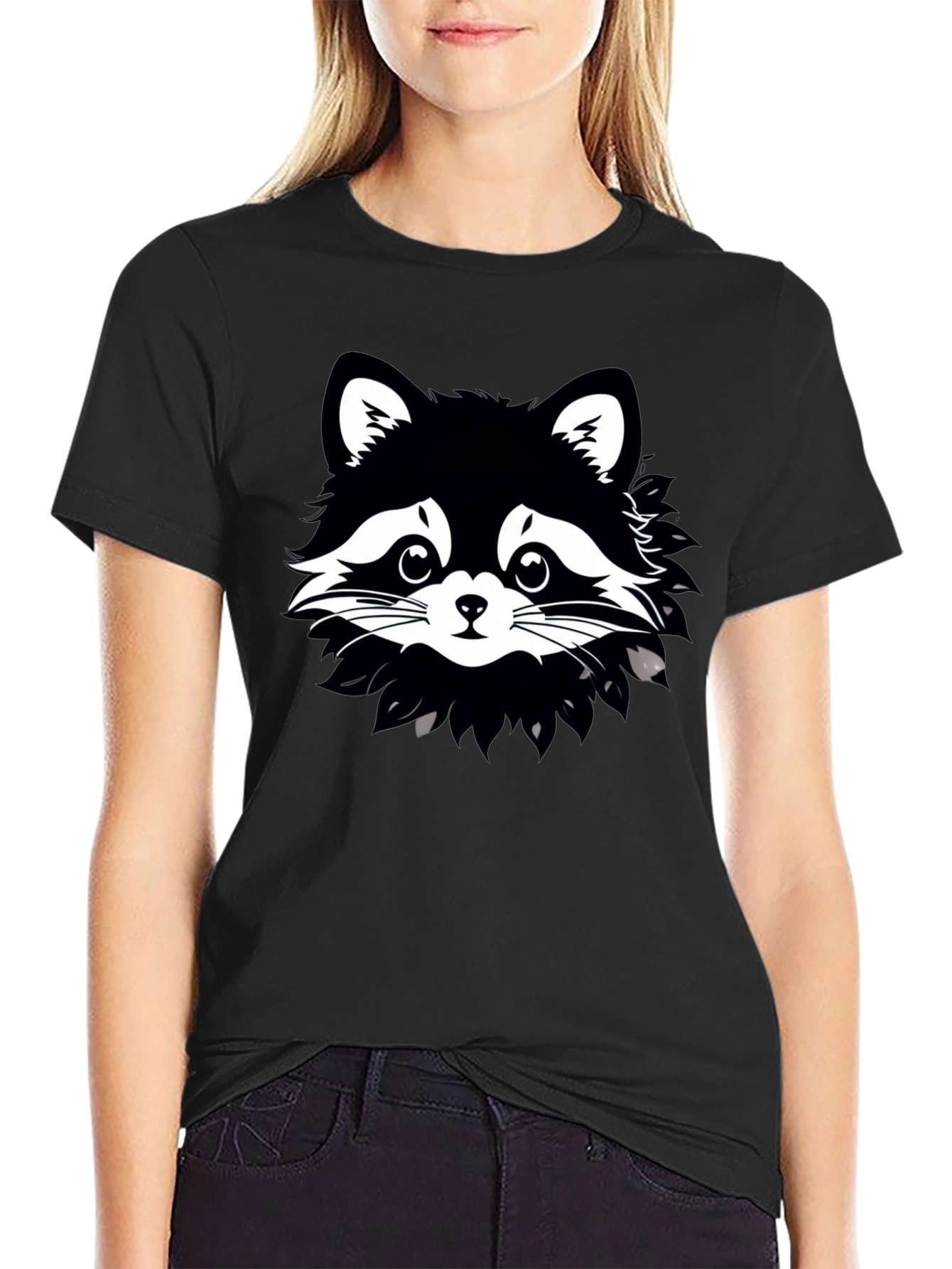 Black Raccoon Graphic Tee - Unisex Cotton T-Shirt view 2