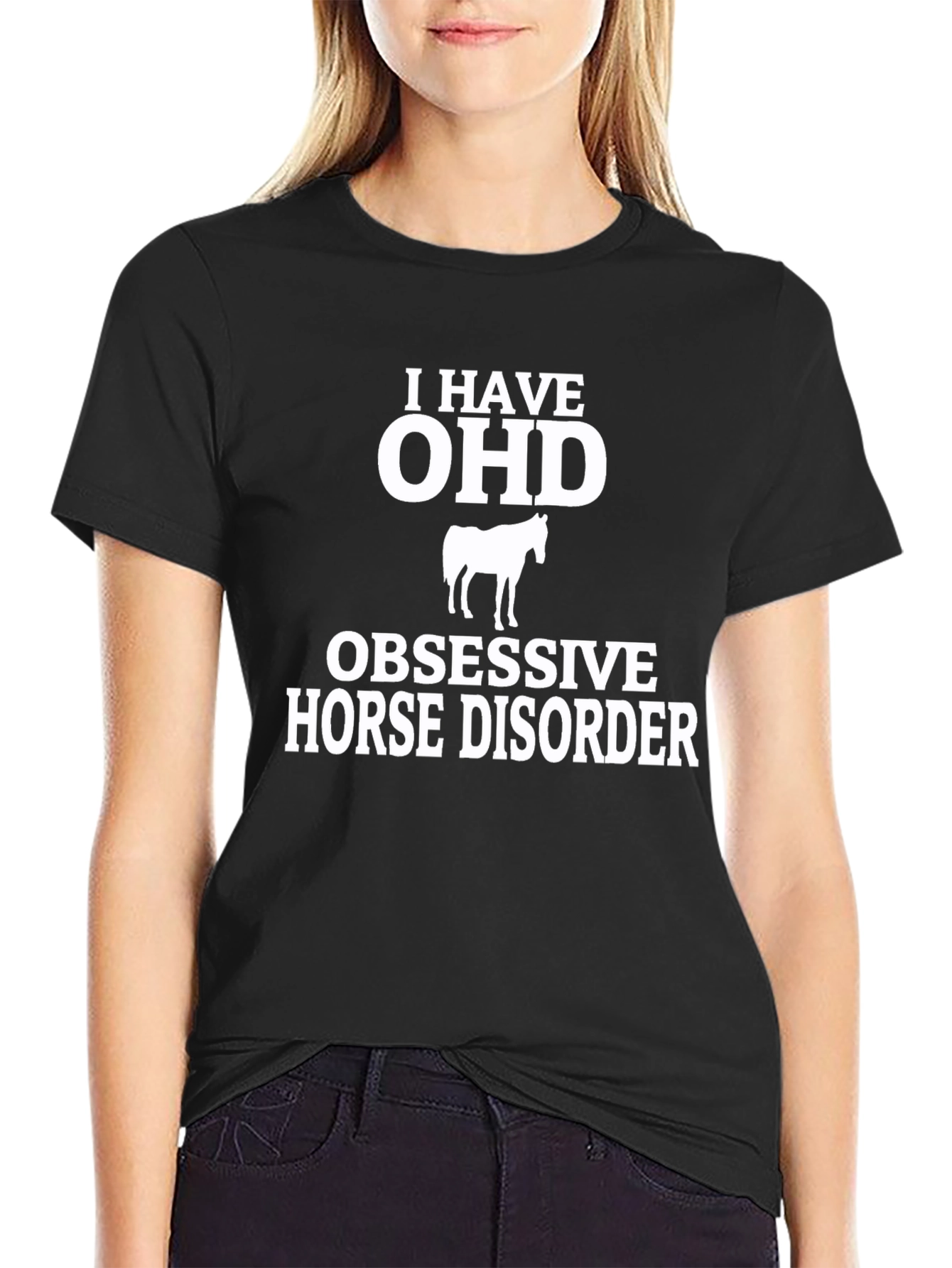 Black OHD Obsessive Horse Disorder Graphic Tee view 2