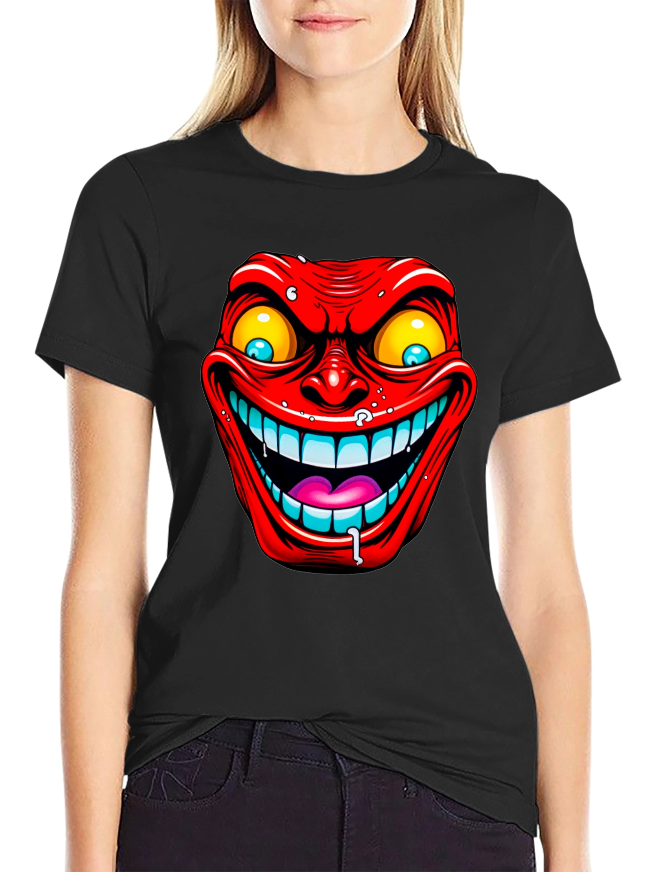 Black Evil Grin Graphic Tee - Men's Black T-Shirt view 2