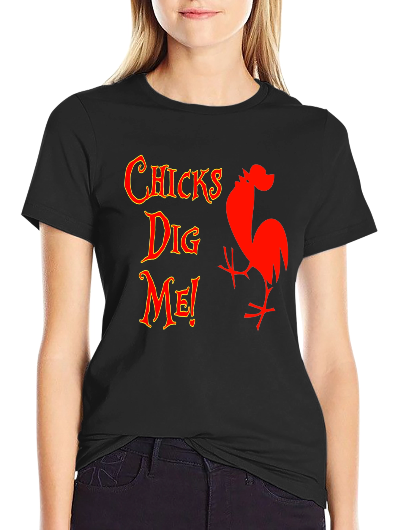 Black Funny Chicks Dig Me Graphic T-Shirt view 2