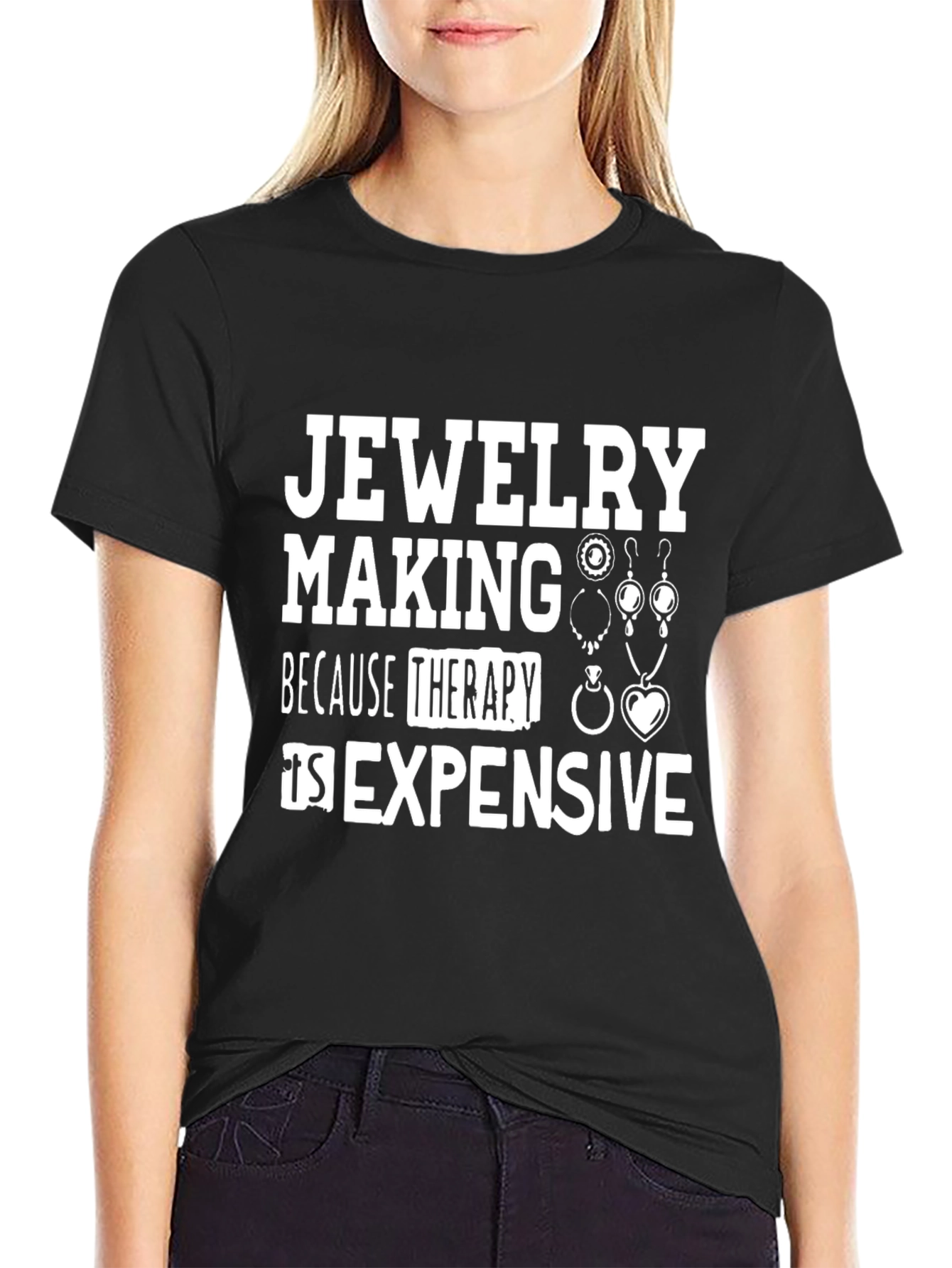Black Jewelry Making Therapy T-Shirt view 2