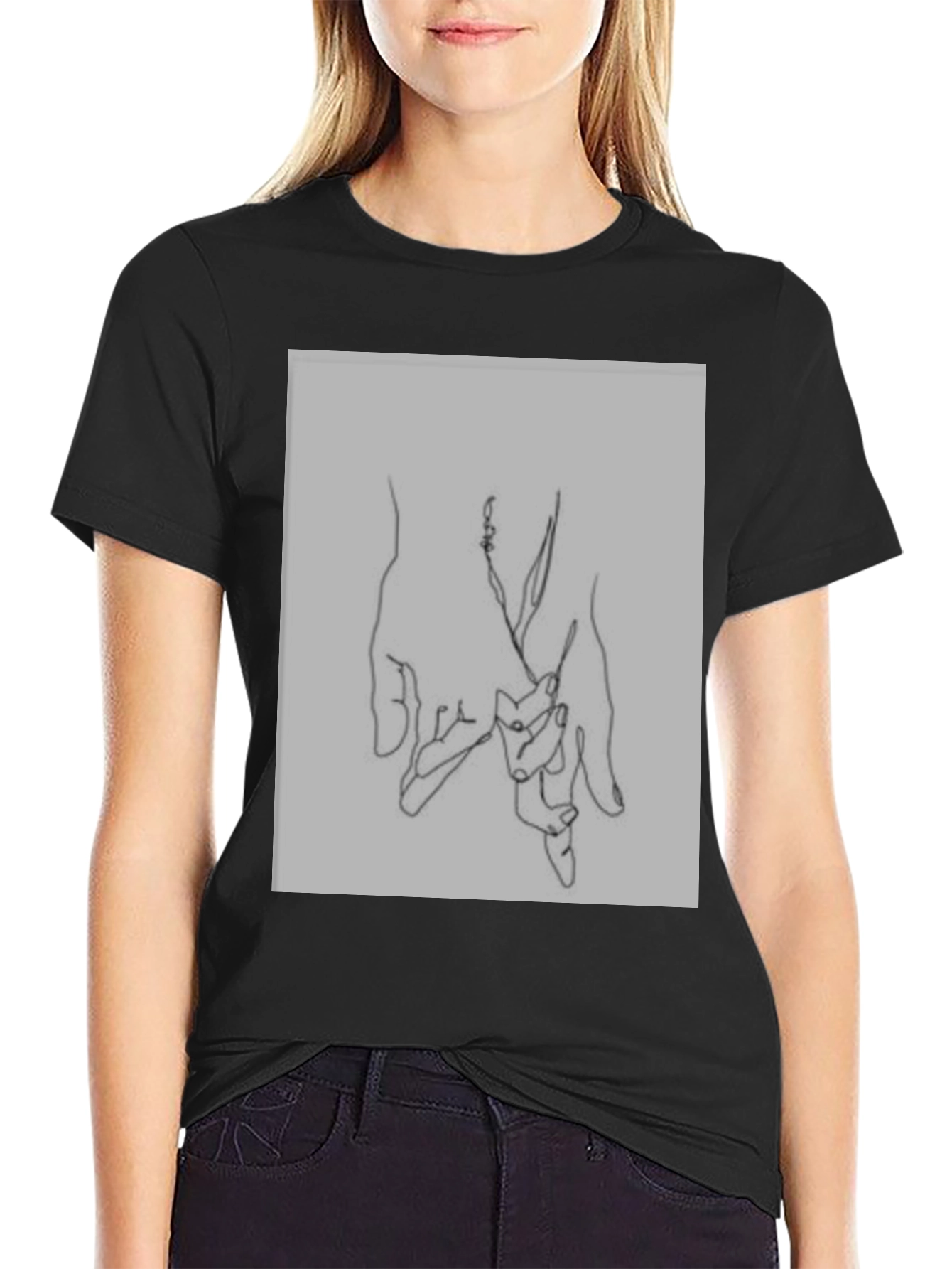 Black Minimalist Hand Holding Graphic Tee view 2