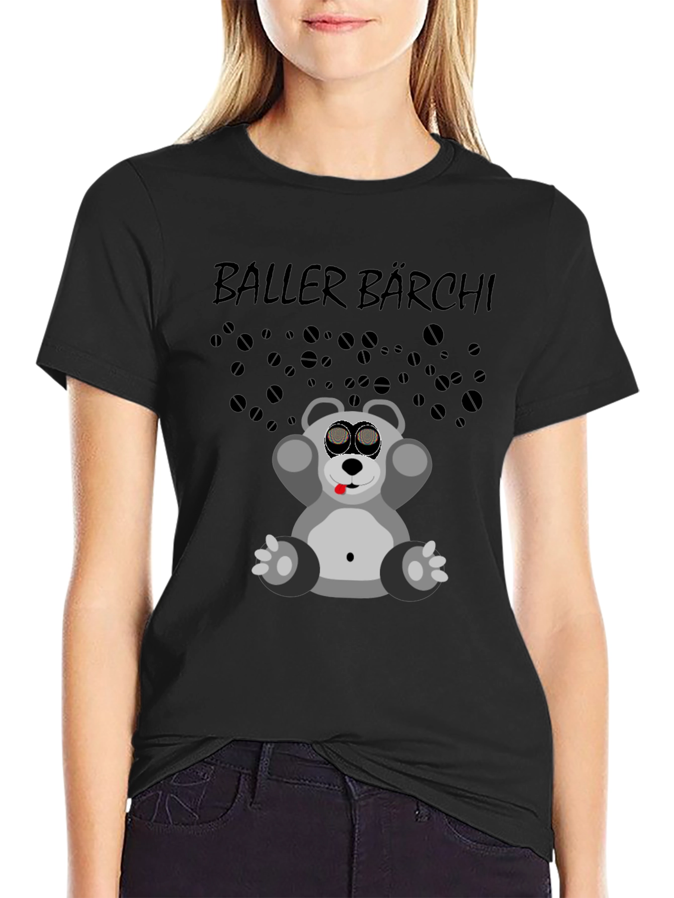 Black Baller Bärchi Graphic Tee - Black Unisex T-Shirt view 2