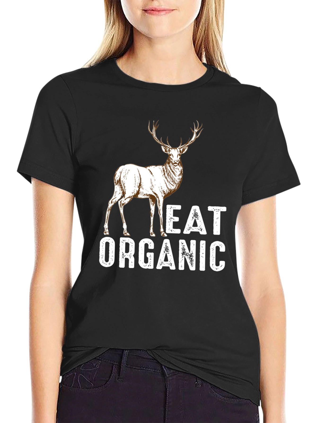 Black Eat Organic Deer Graphic T-Shirt - Mens view 2